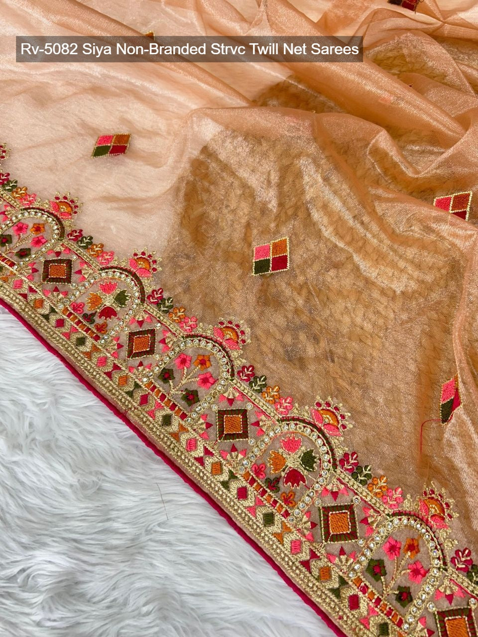 Rv-5082 Siya Non-Branded Strvc Twill Net Sarees