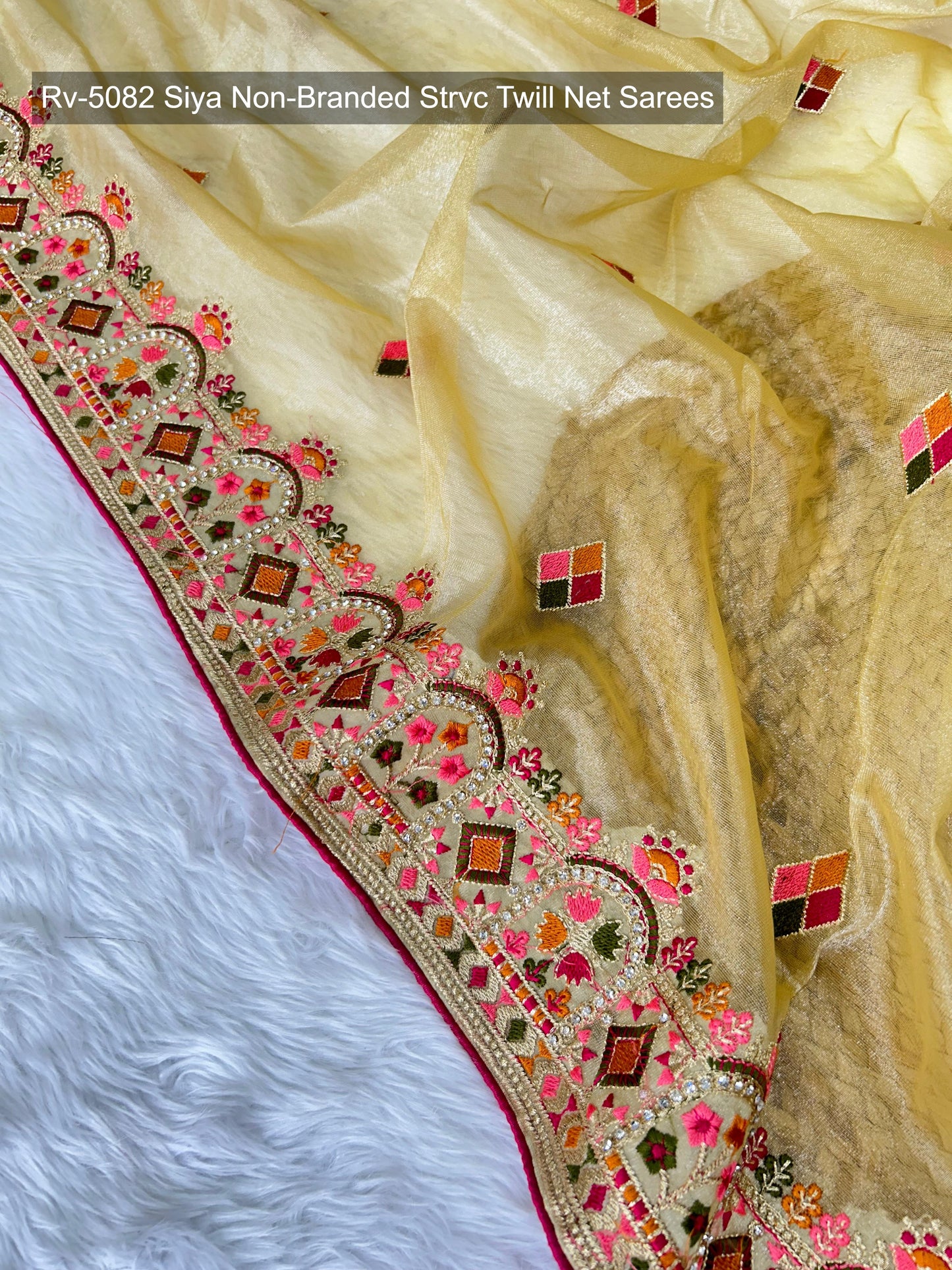 Rv-5082 Siya Non-Branded Strvc Twill Net Sarees