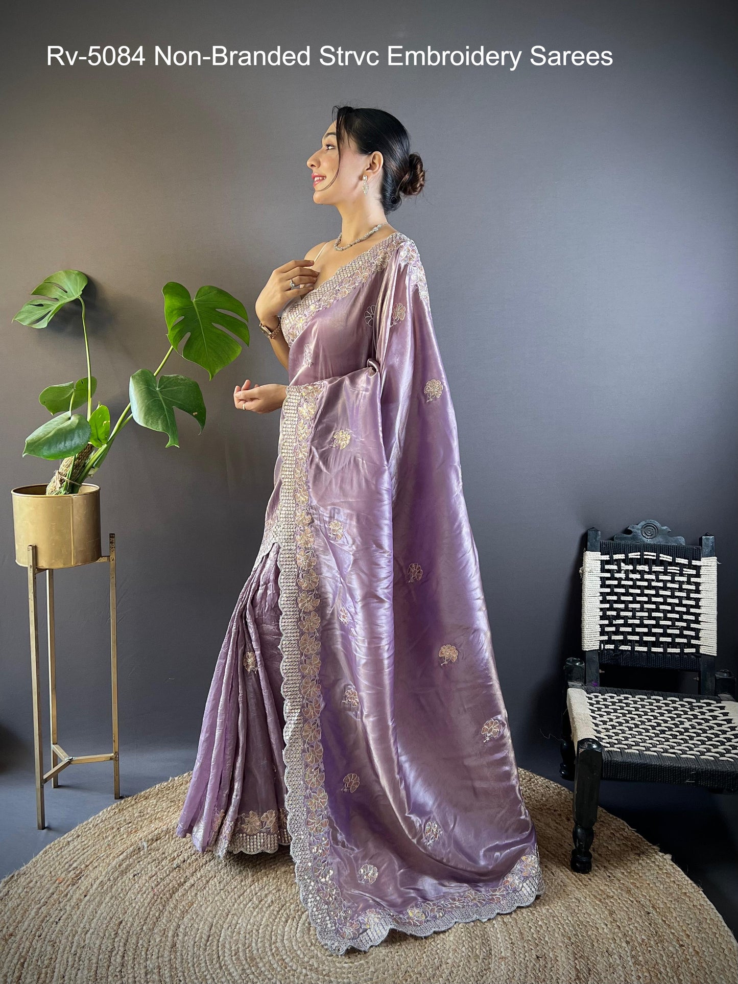 Rv-5084 Non-Branded Strvc Embroidery Sarees