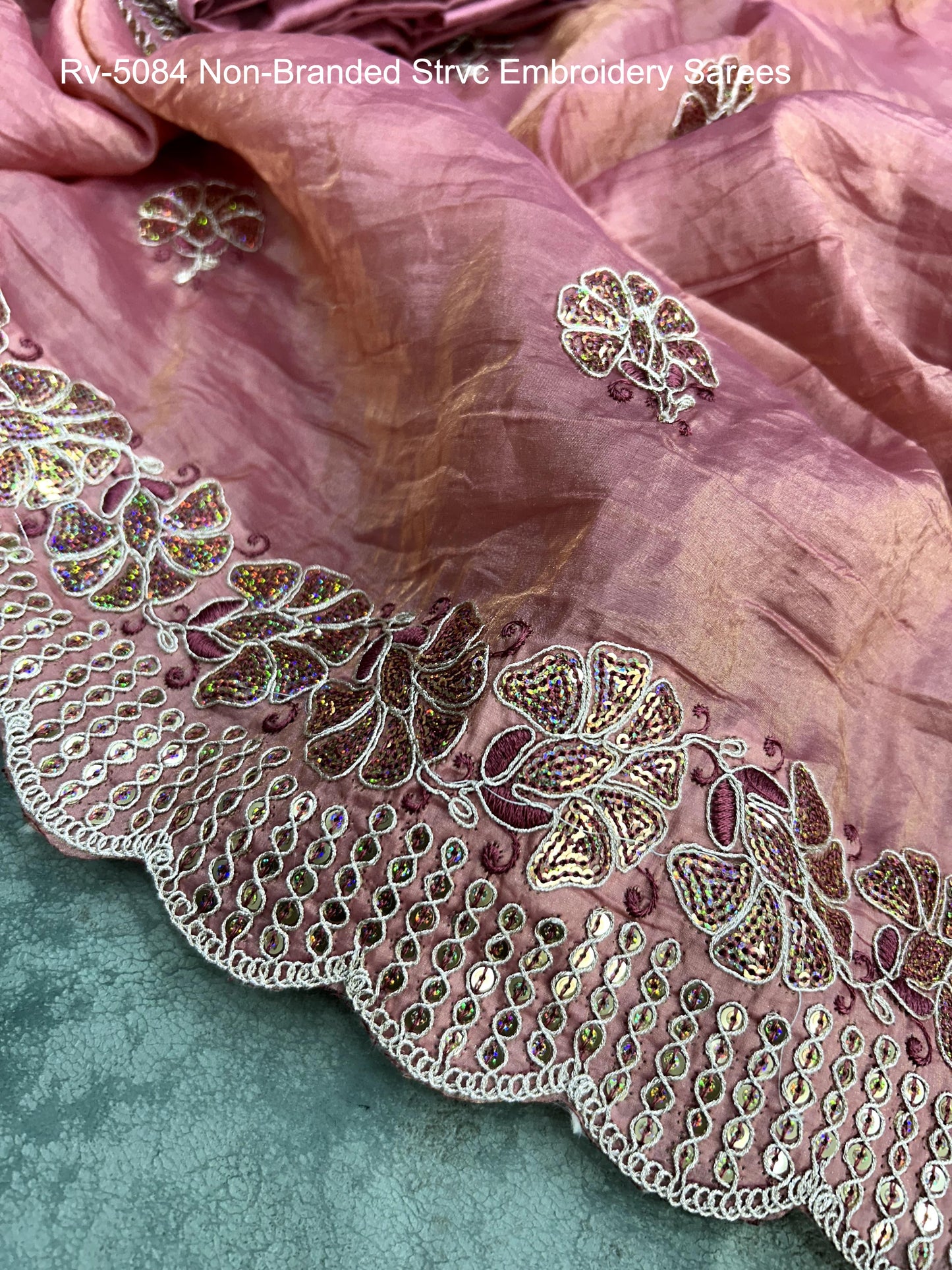Rv-5084 Non-Branded Strvc Embroidery Sarees