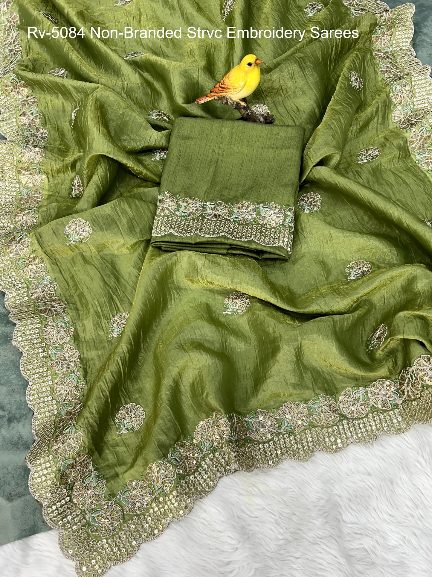 Rv-5084 Non-Branded Strvc Embroidery Sarees