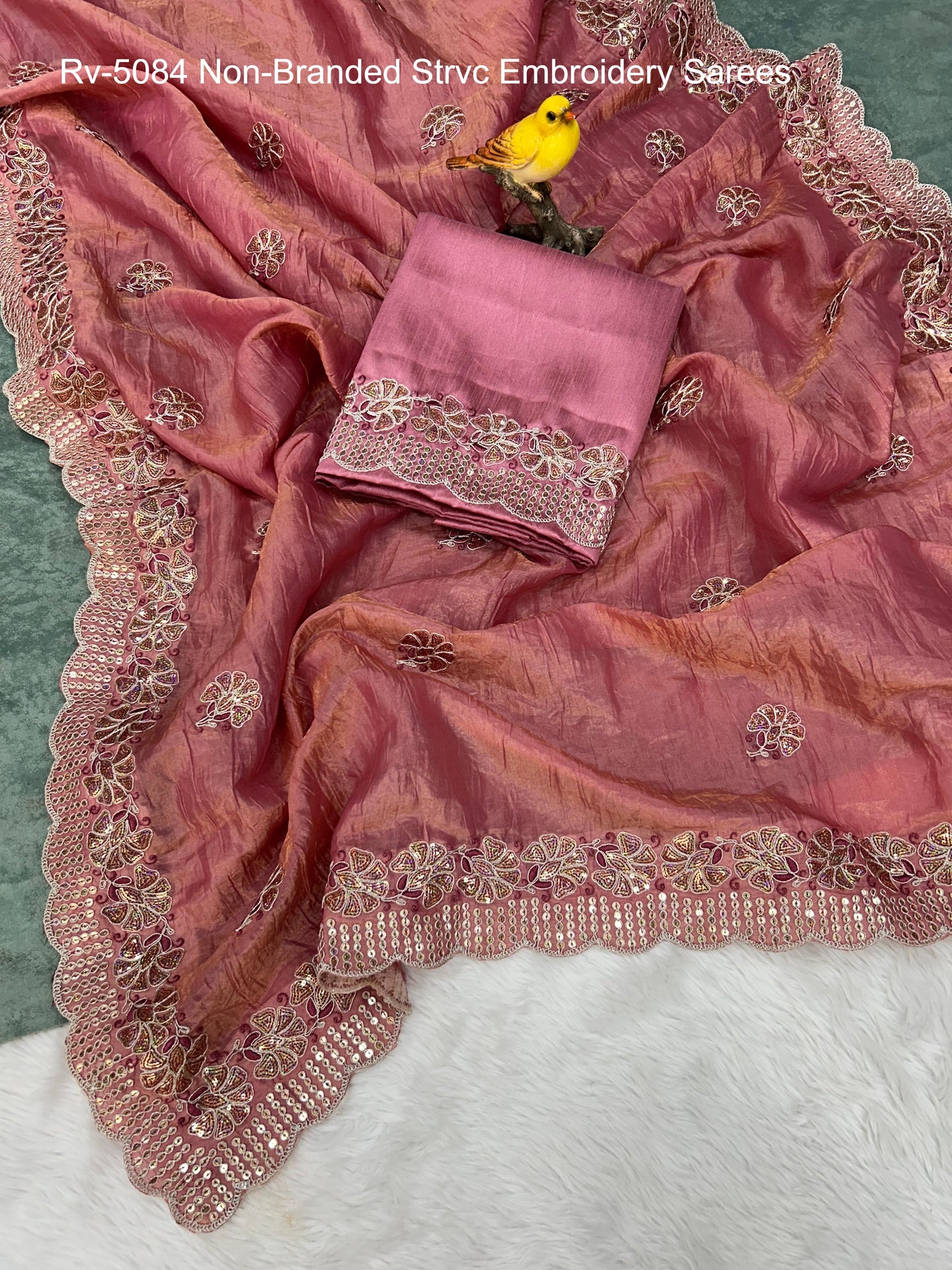 Rv-5084 Non-Branded Strvc Embroidery Sarees
