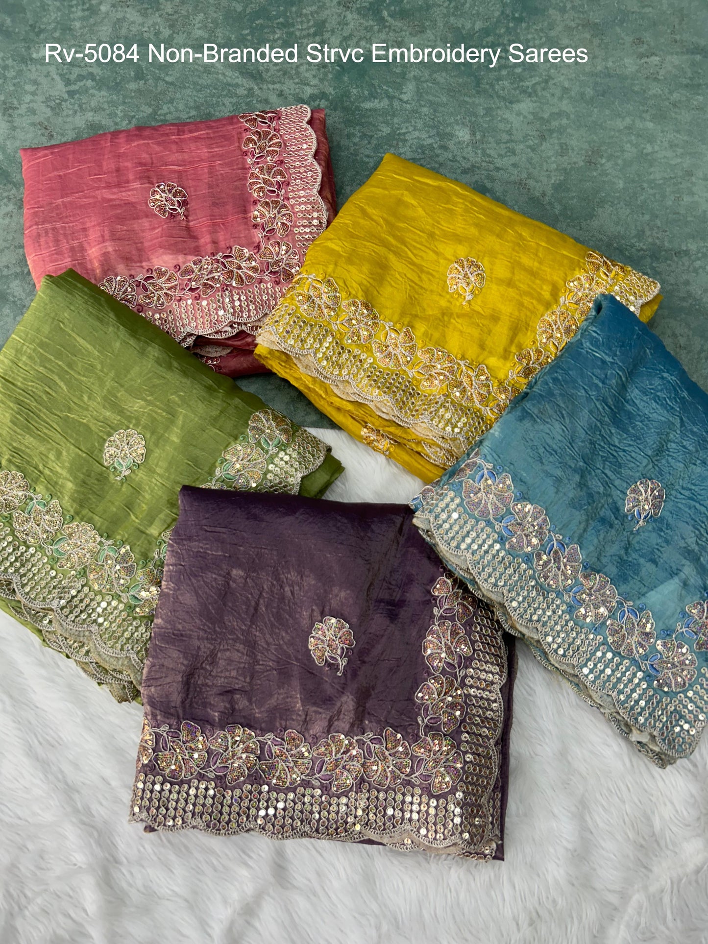 Rv-5084 Non-Branded Strvc Embroidery Sarees