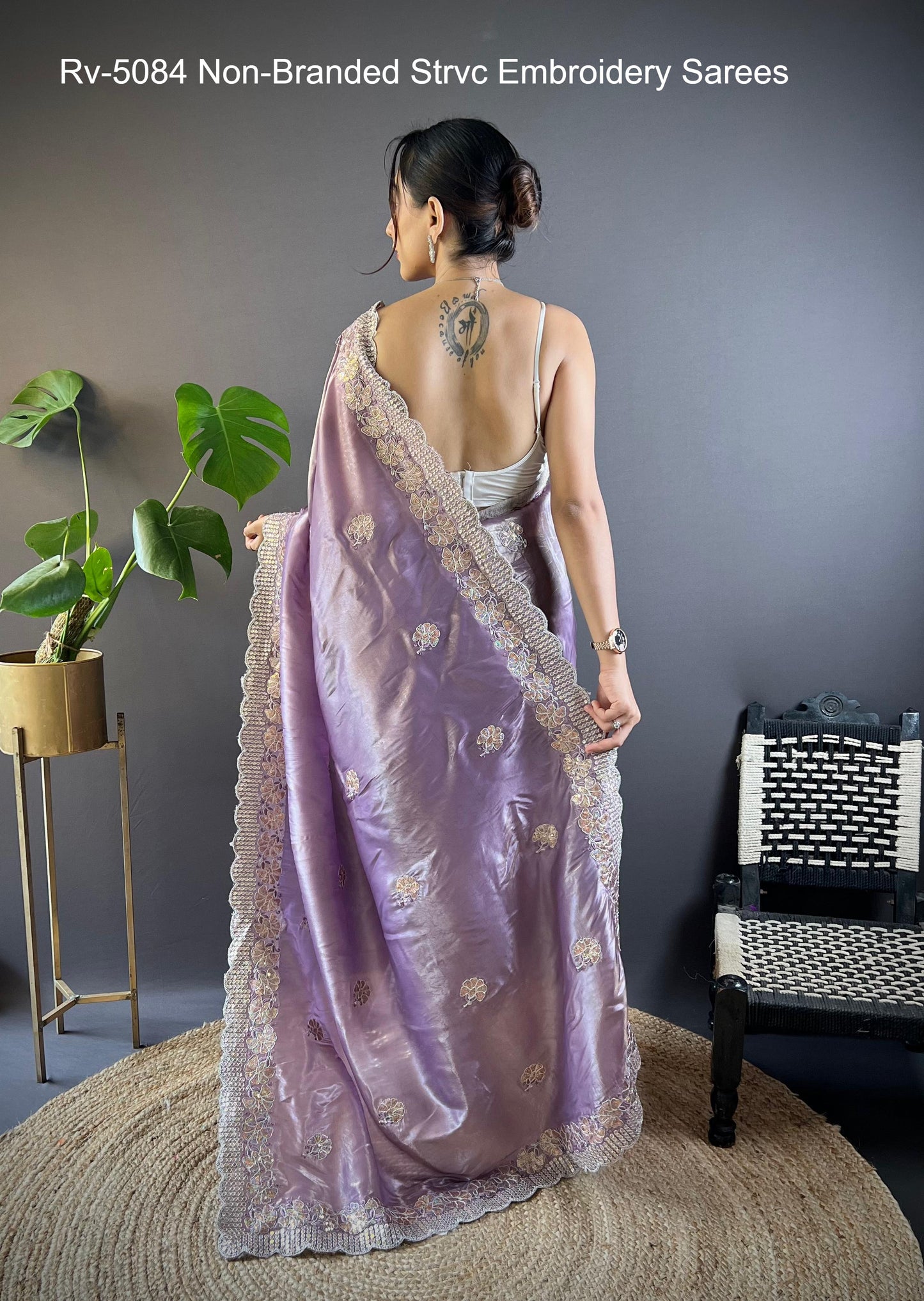Rv-5084 Non-Branded Strvc Embroidery Sarees