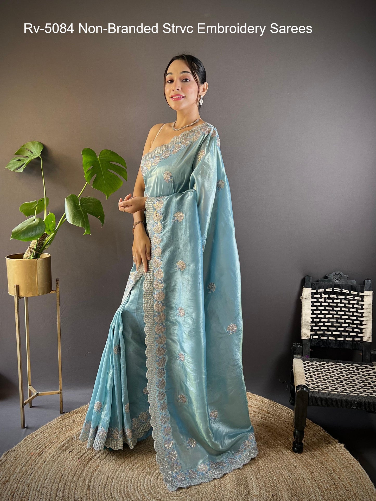 Rv-5084 Non-Branded Strvc Embroidery Sarees