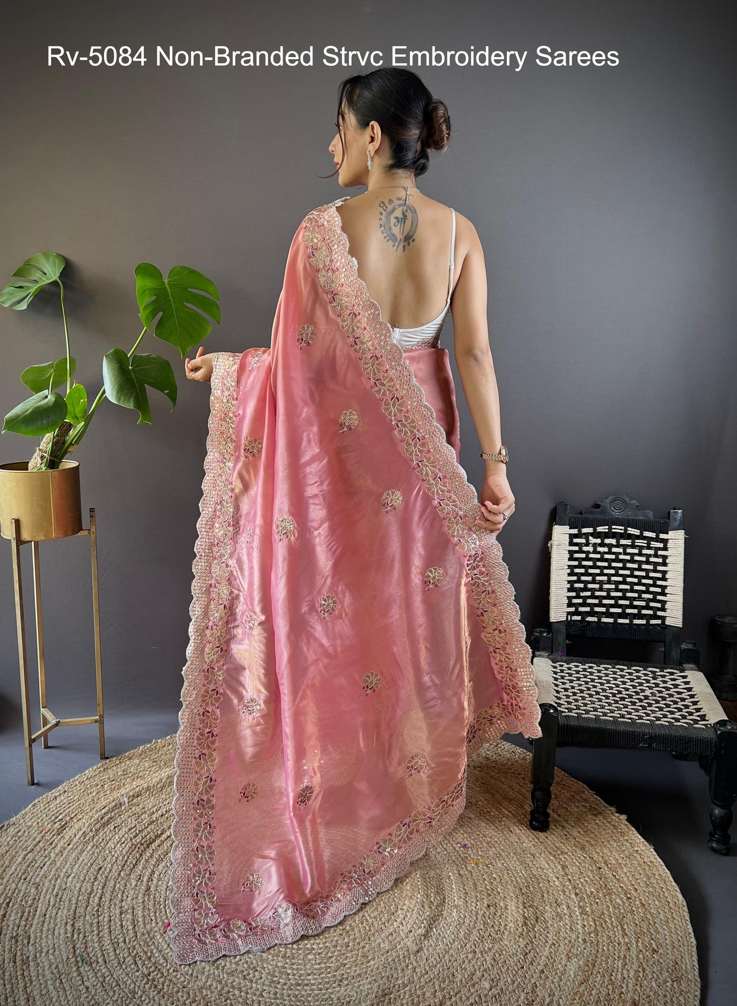 Rv-5084 Non-Branded Strvc Embroidery Sarees