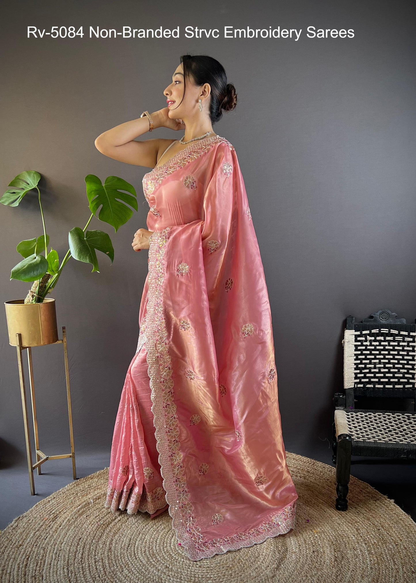 Rv-5084 Non-Branded Strvc Embroidery Sarees