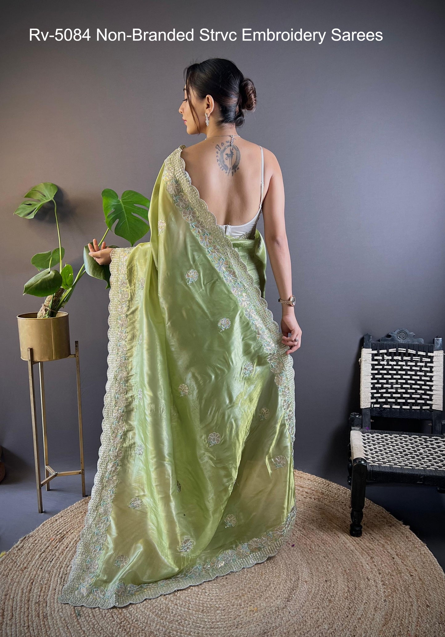 Rv-5084 Non-Branded Strvc Embroidery Sarees
