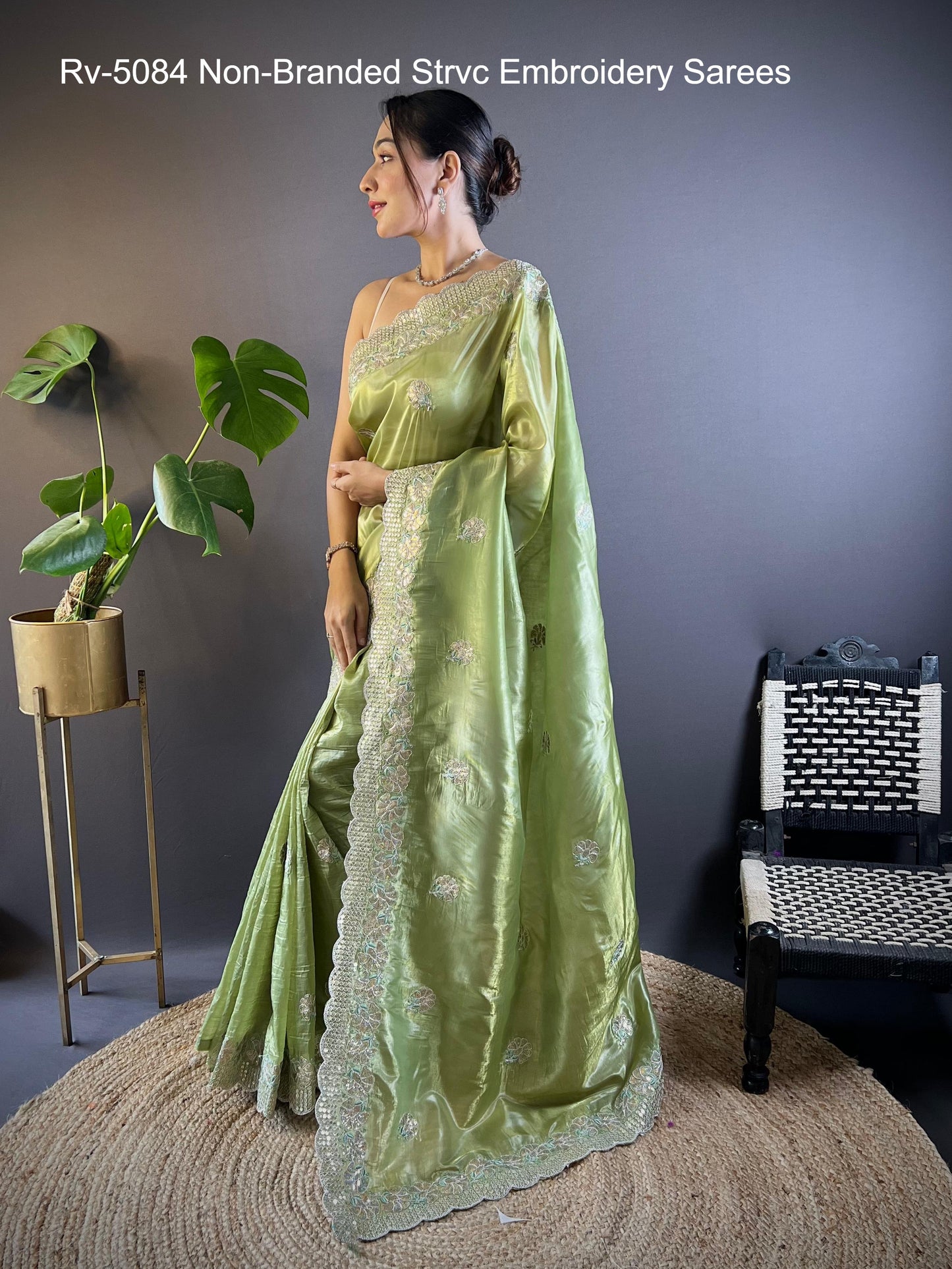 Rv-5084 Non-Branded Strvc Embroidery Sarees