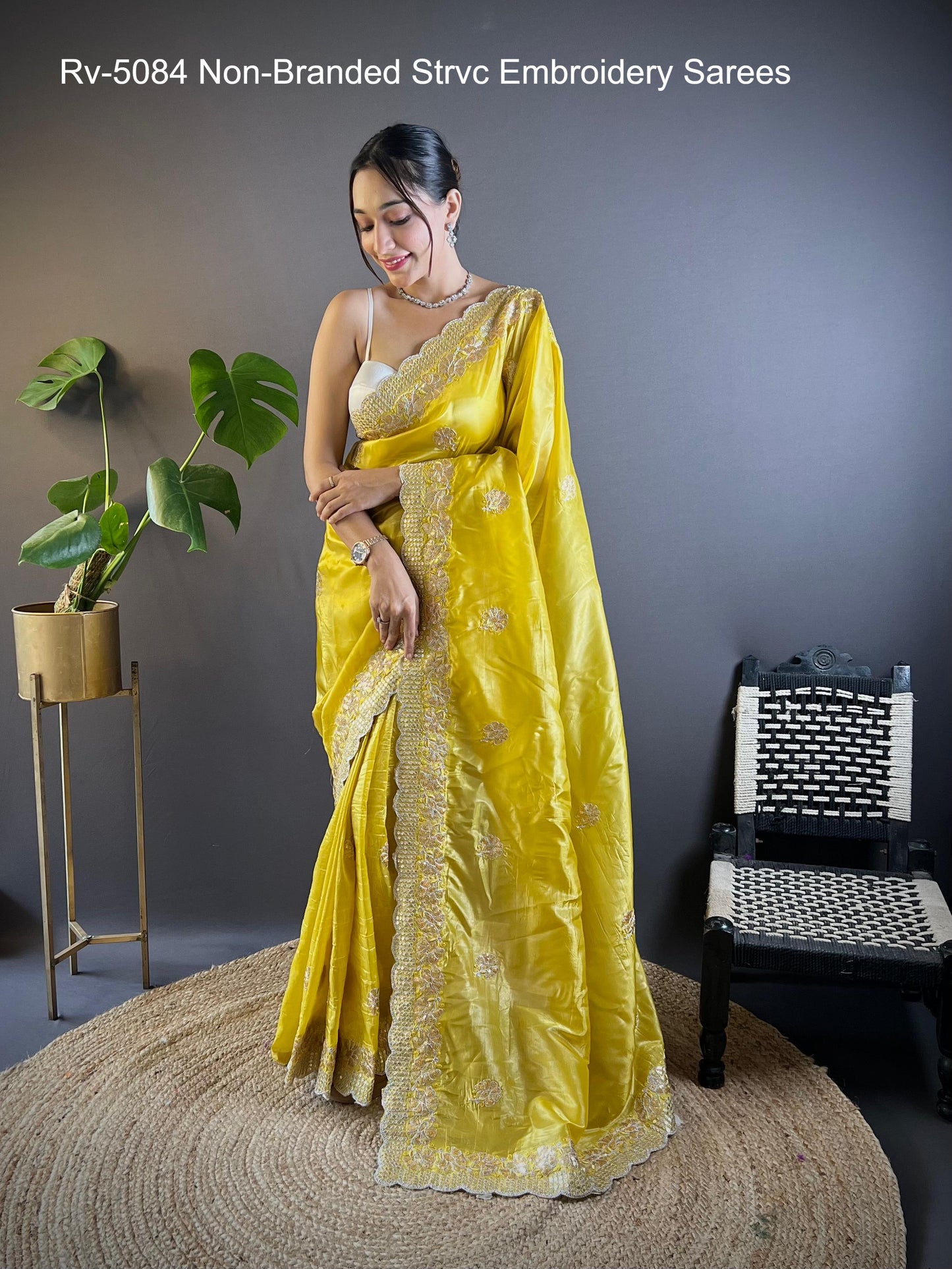 Rv-5084 Non-Branded Strvc Embroidery Sarees