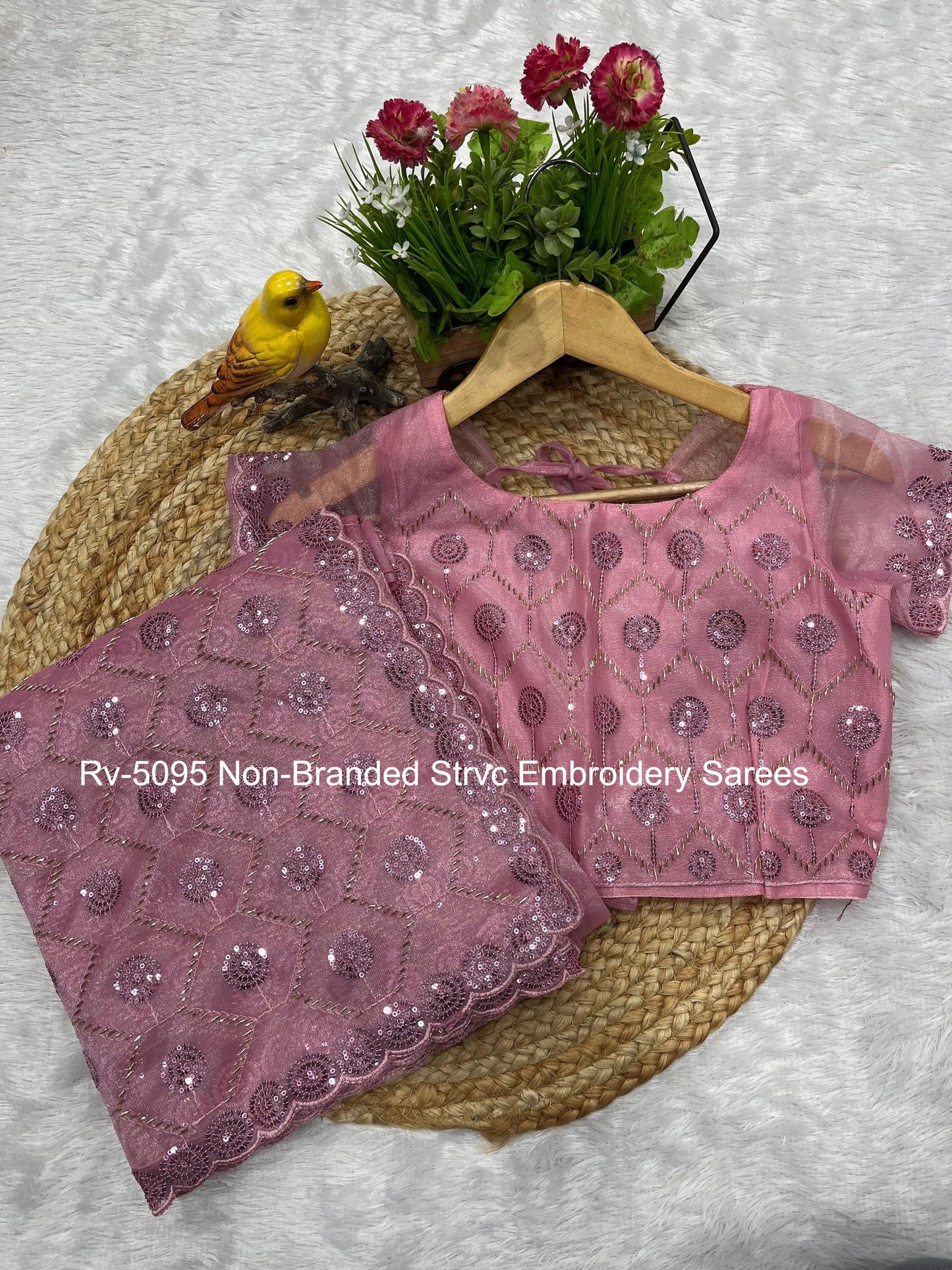 Rv-5095 Non-Branded Strvc Embroidery Sarees