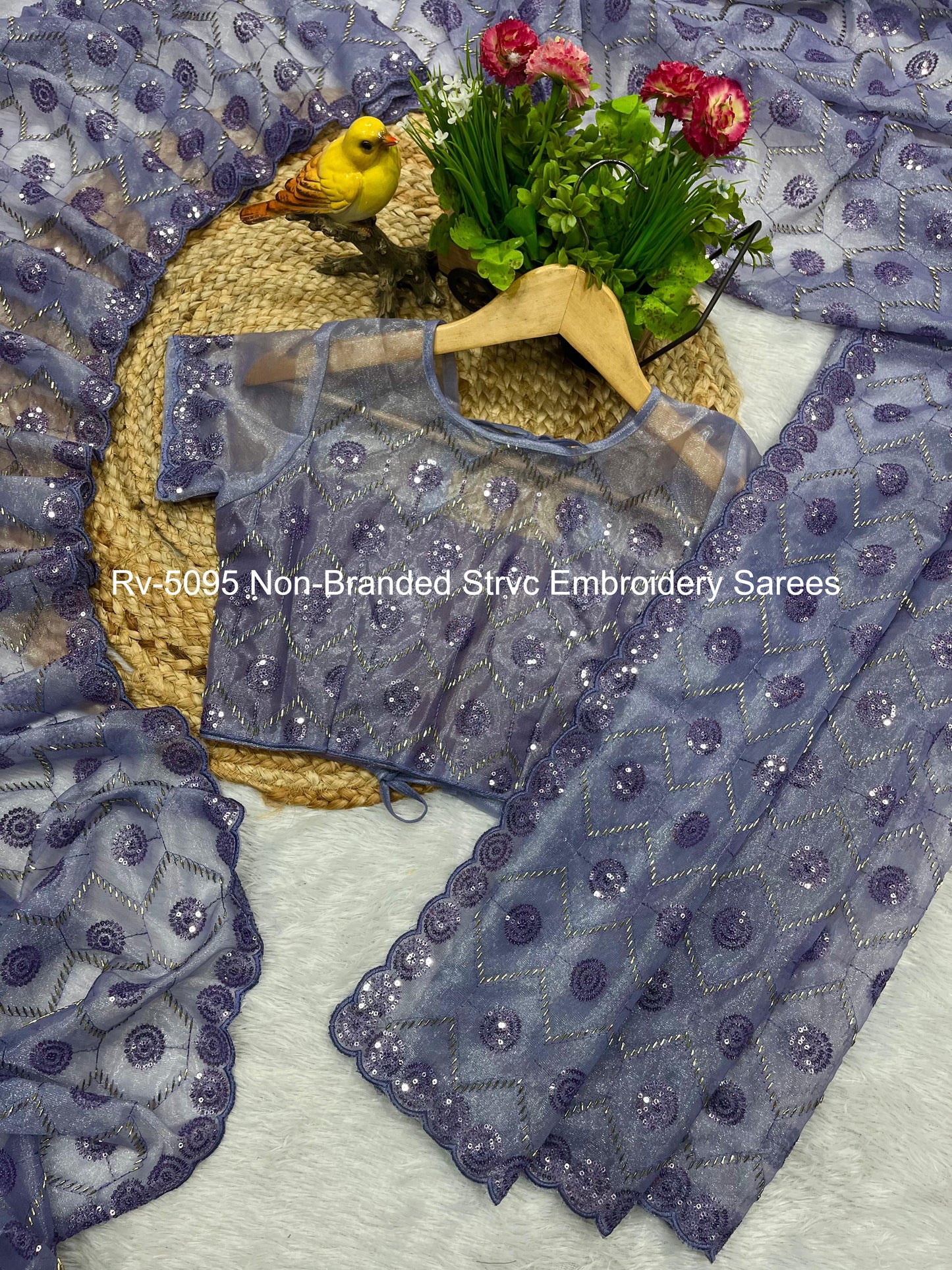 Rv-5095 Non-Branded Strvc Embroidery Sarees