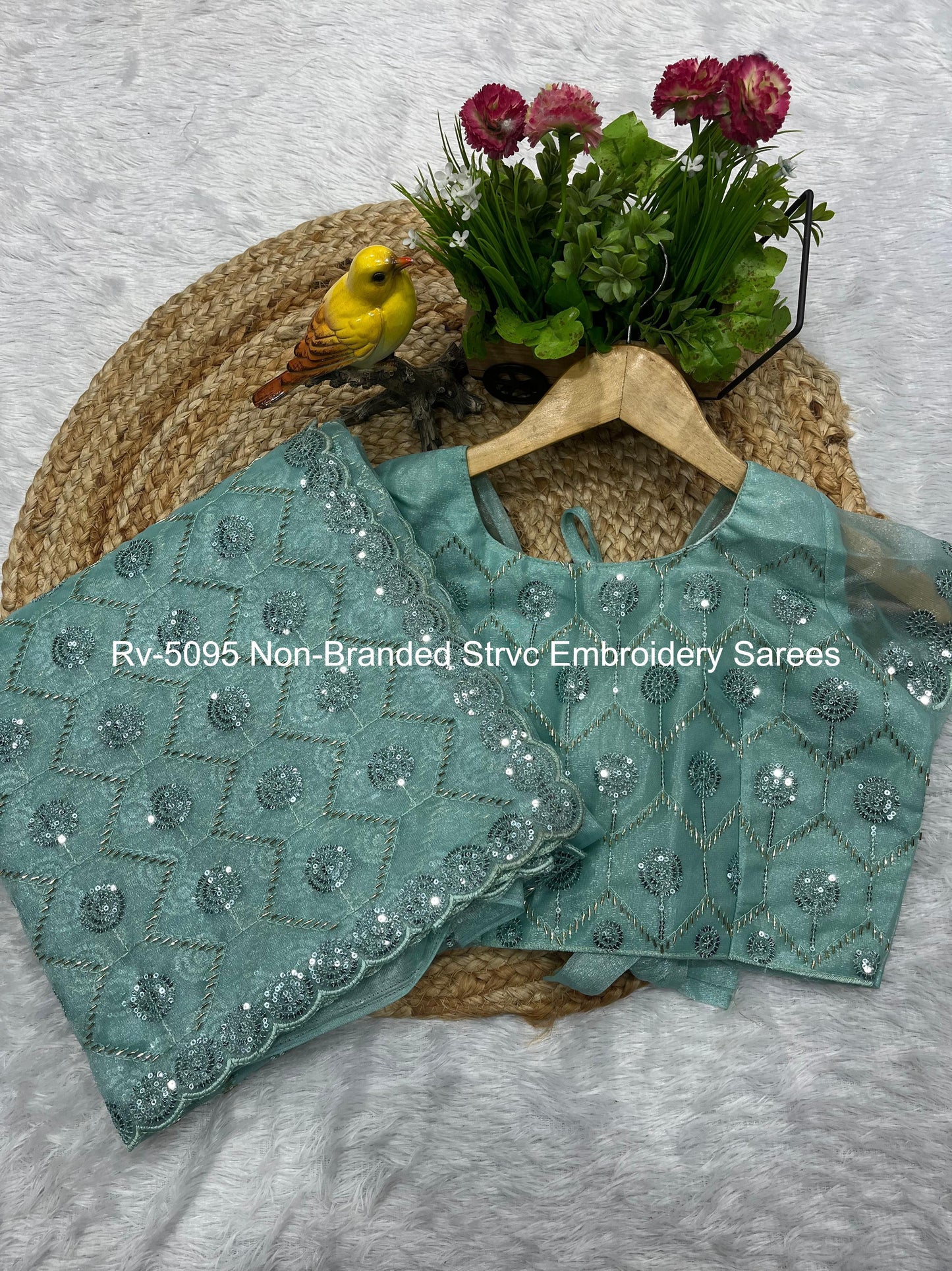 Rv-5095 Non-Branded Strvc Embroidery Sarees