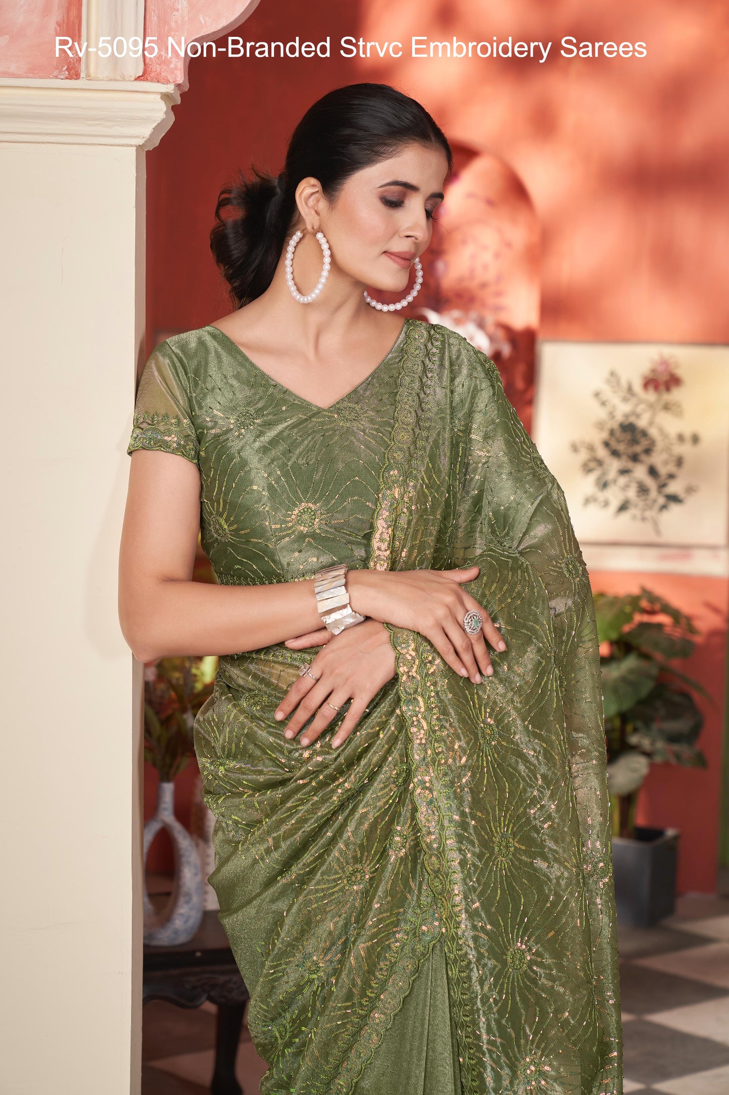 Rv-5095 Non-Branded Strvc Embroidery Sarees