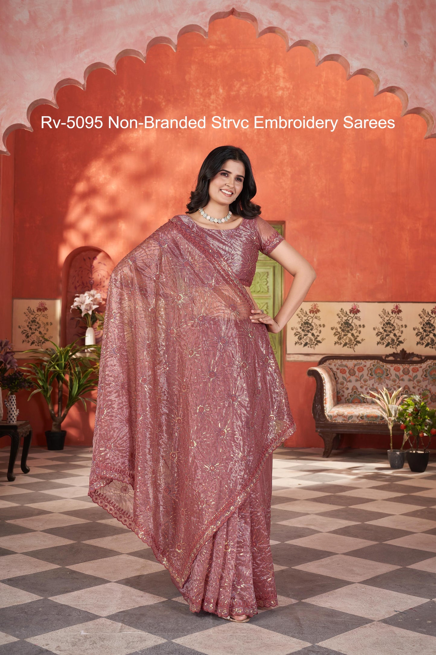 Rv-5095 Non-Branded Strvc Embroidery Sarees