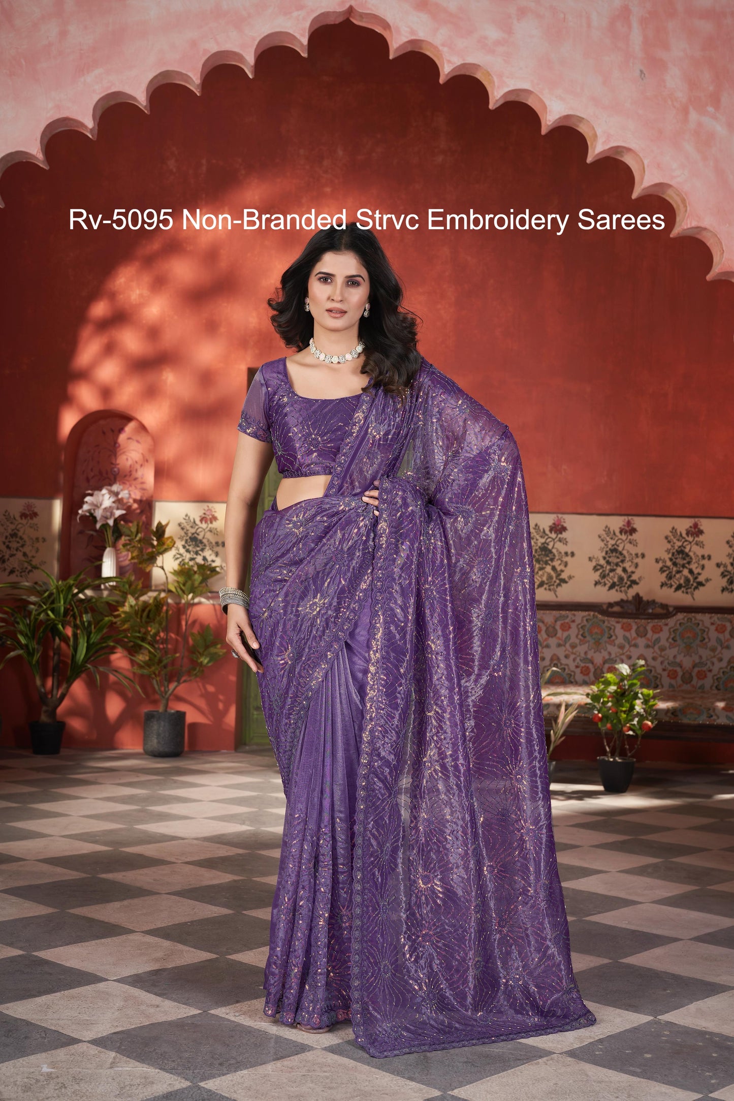 Rv-5095 Non-Branded Strvc Embroidery Sarees