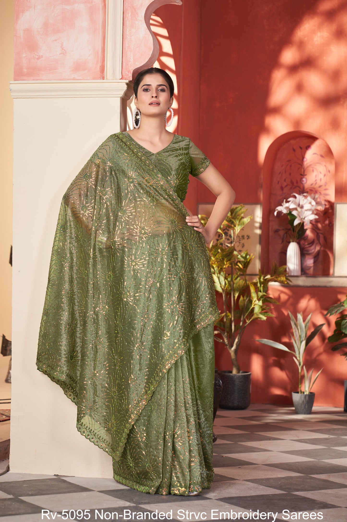 Rv-5095 Non-Branded Strvc Embroidery Sarees