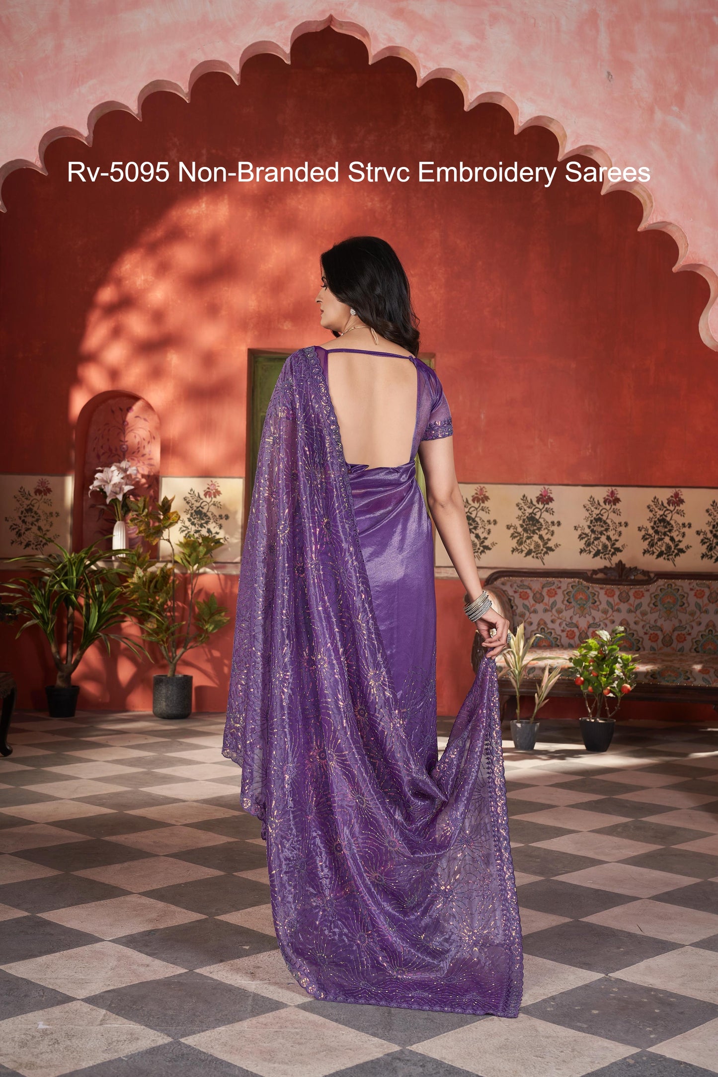 Rv-5095 Non-Branded Strvc Embroidery Sarees