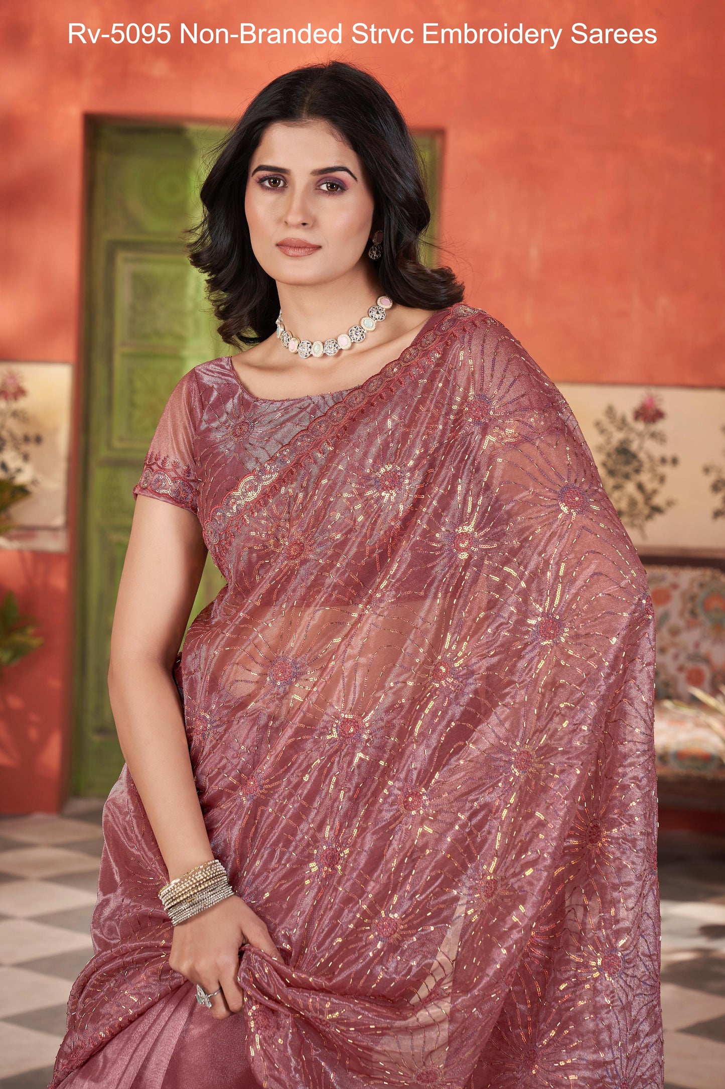 Rv-5095 Non-Branded Strvc Embroidery Sarees