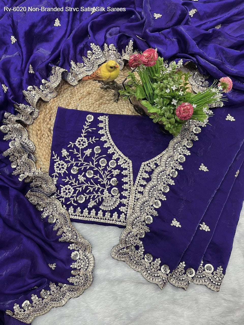 Rv-6020 Non-Branded Strvc Satin Silk Sarees