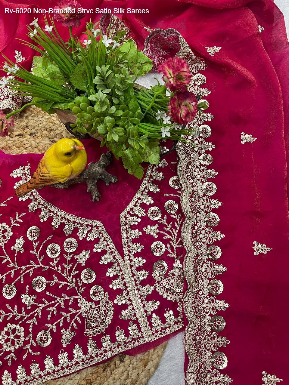 Rv-6020 Non-Branded Strvc Satin Silk Sarees