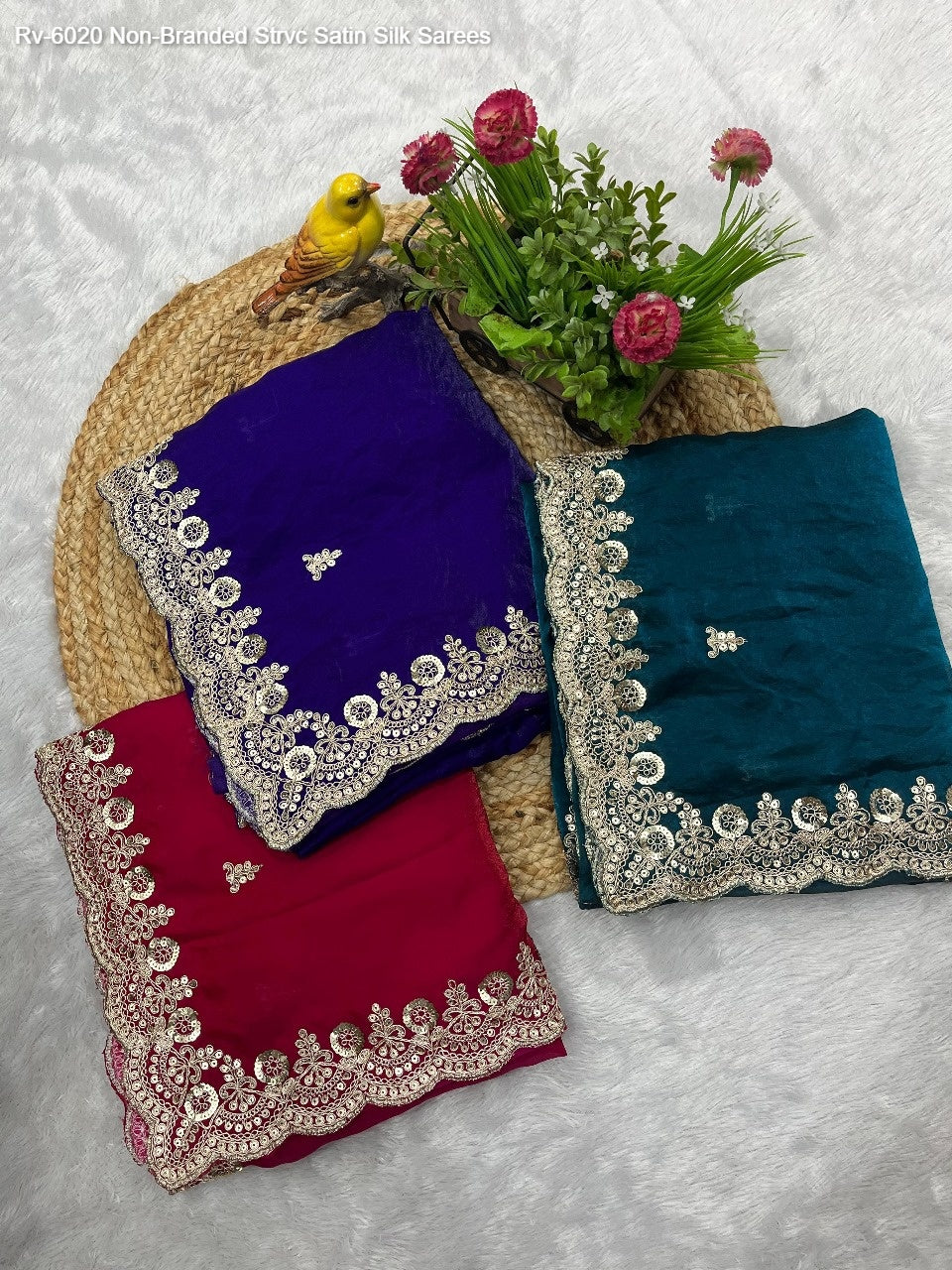 Rv-6020 Non-Branded Strvc Satin Silk Sarees