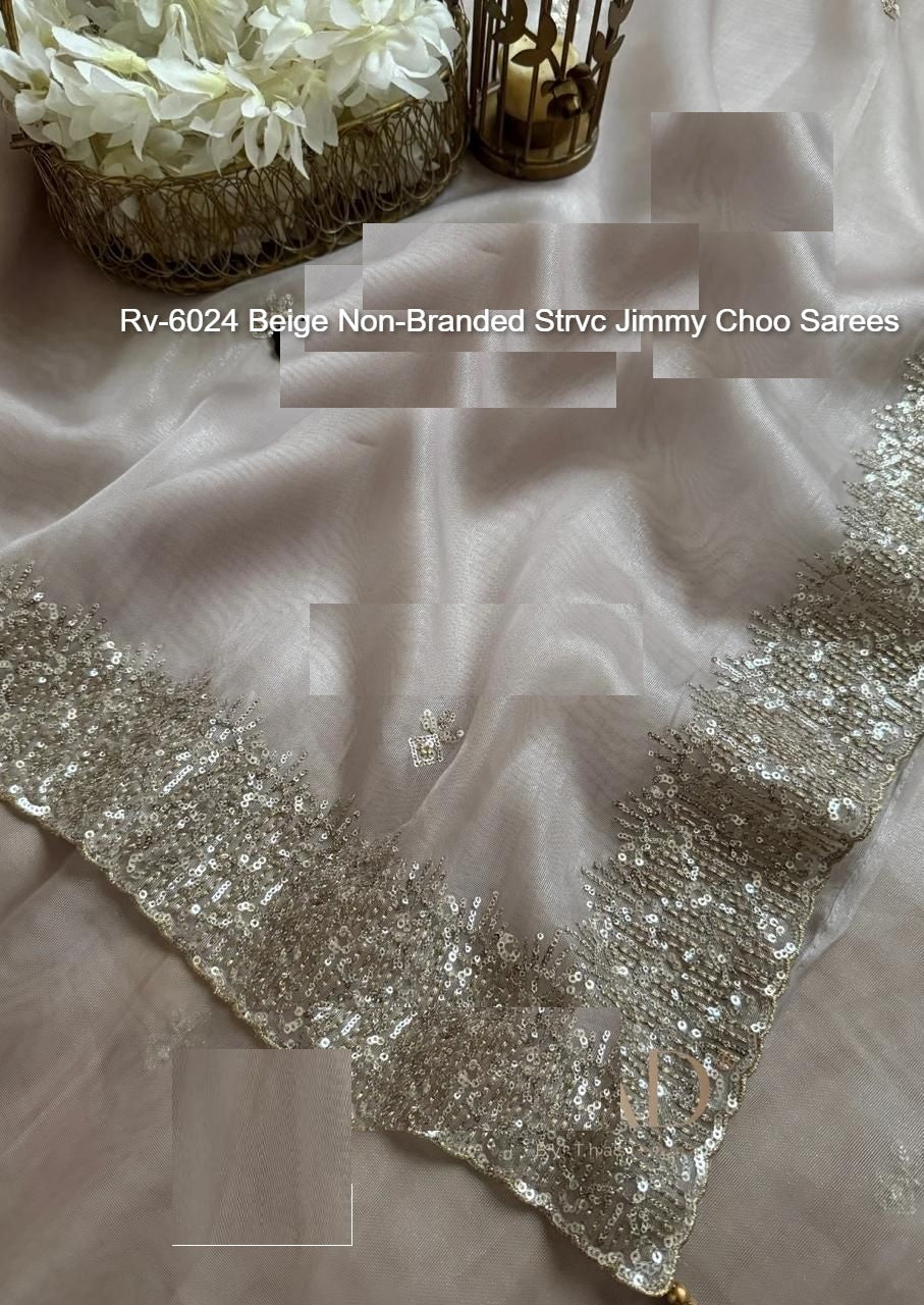 Rv-6024 Beige Non-Branded Strvc Jimmy Choo Sarees