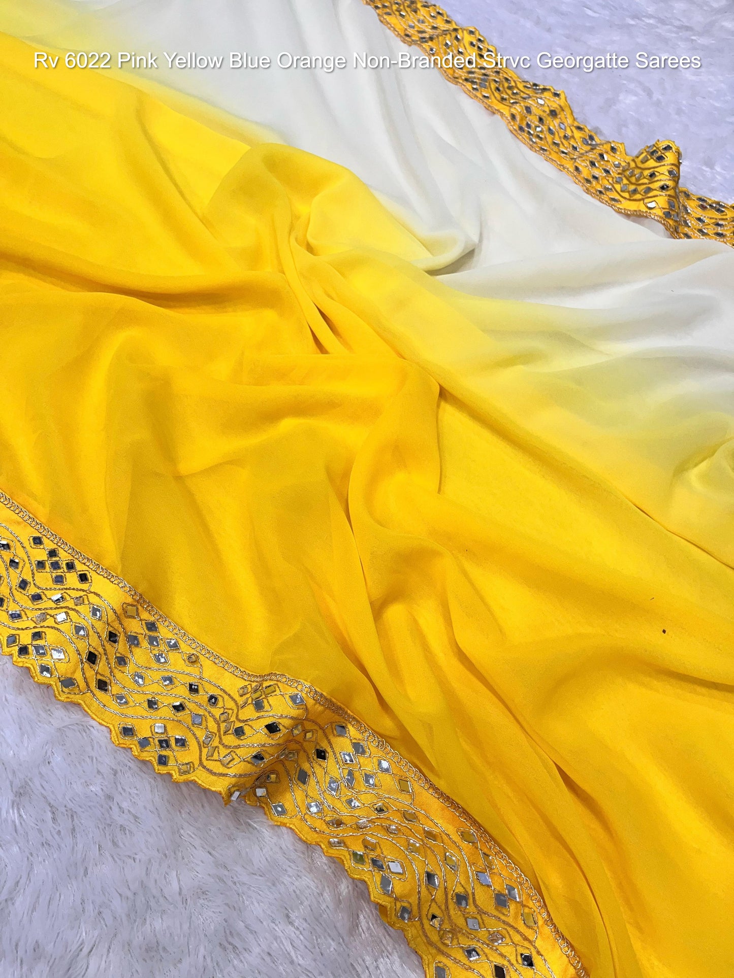 Rv 6022 Pink Yellow Blue Orange Non-Branded Strvc Georgatte Sarees