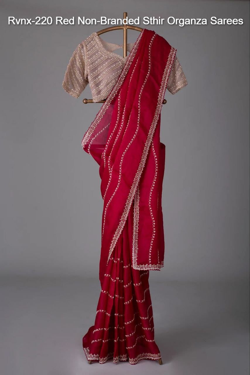 Rvnx-220 Red Non-Branded Sthir Organza Sarees