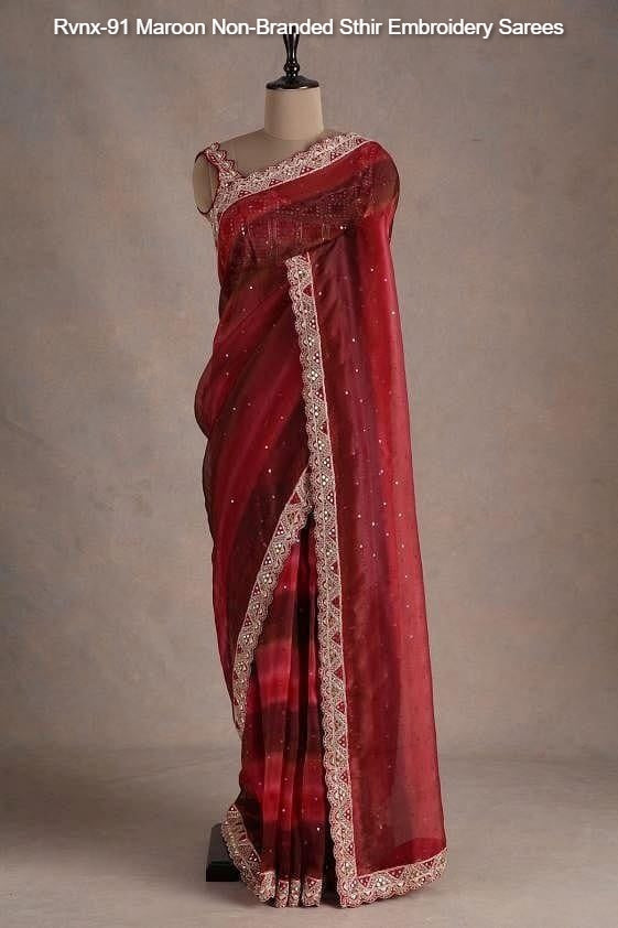 Rvnx-91 Maroon Non-Branded Sthir Embroidery Sarees