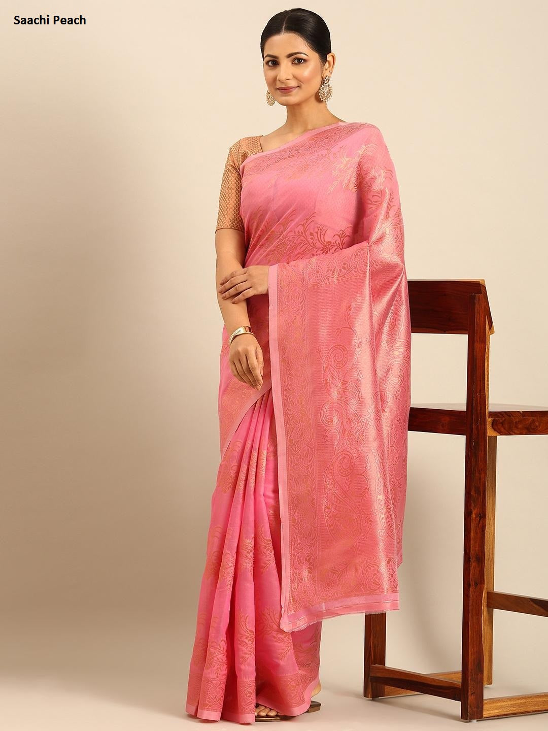 Saachi Peach Bunawat Sarees