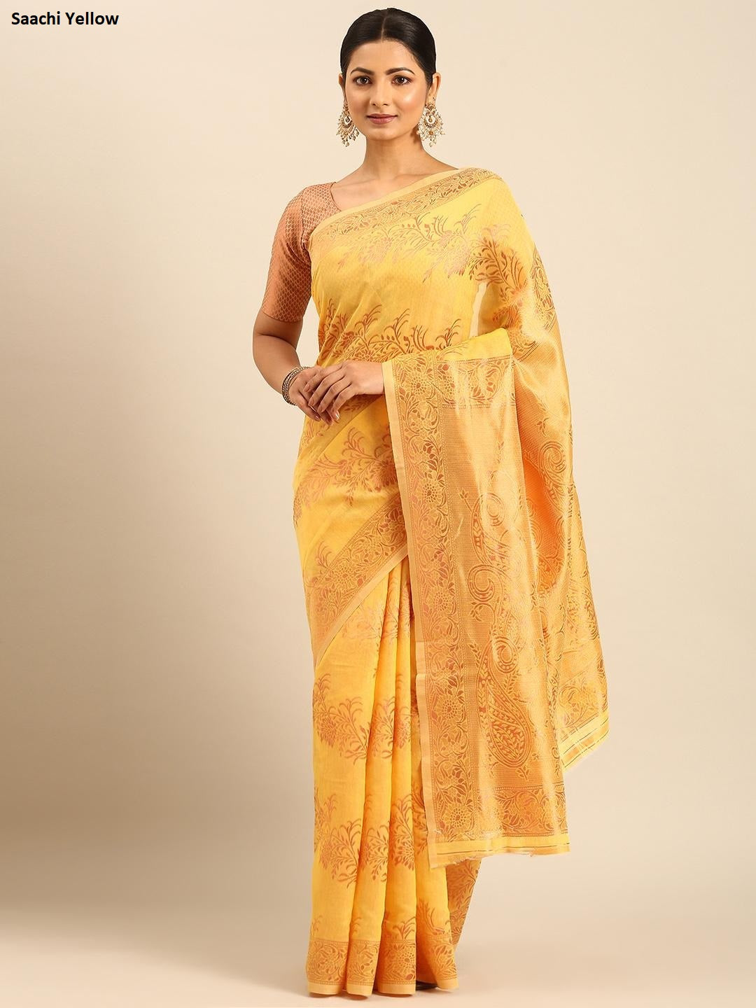Saachi Yellow Bunawat Sarees