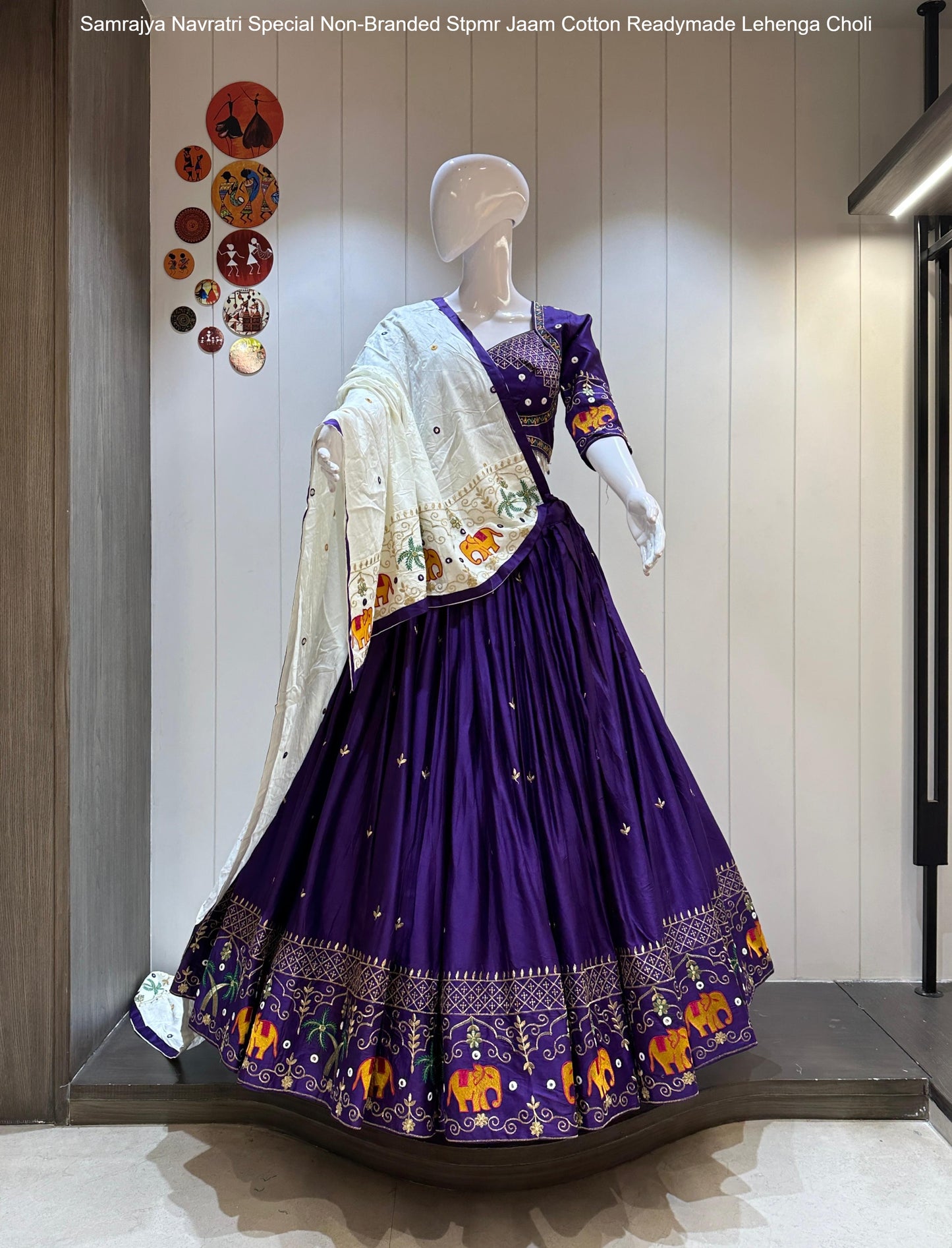 Samrajya Navratri Special Non-Branded Stpmr Jaam Cotton Readymade Lehenga Choli