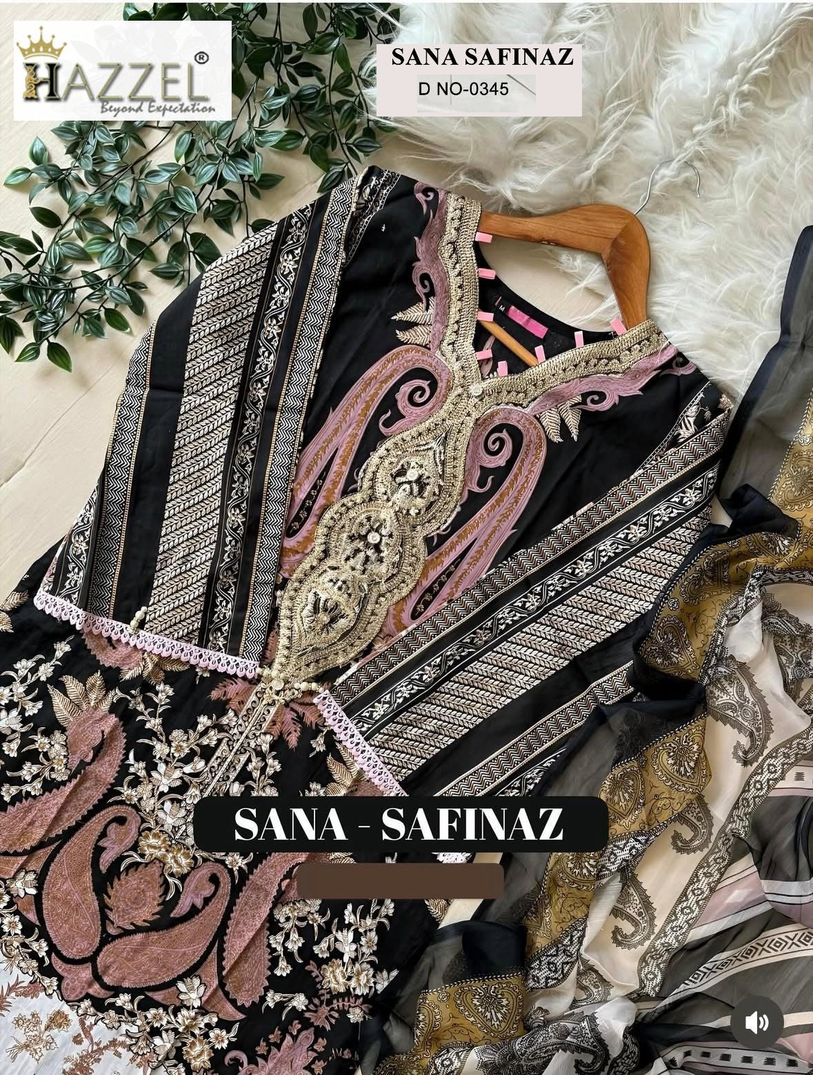 Sana Safinaz 0345 Hazzel Printed Pakistani Patch Suits