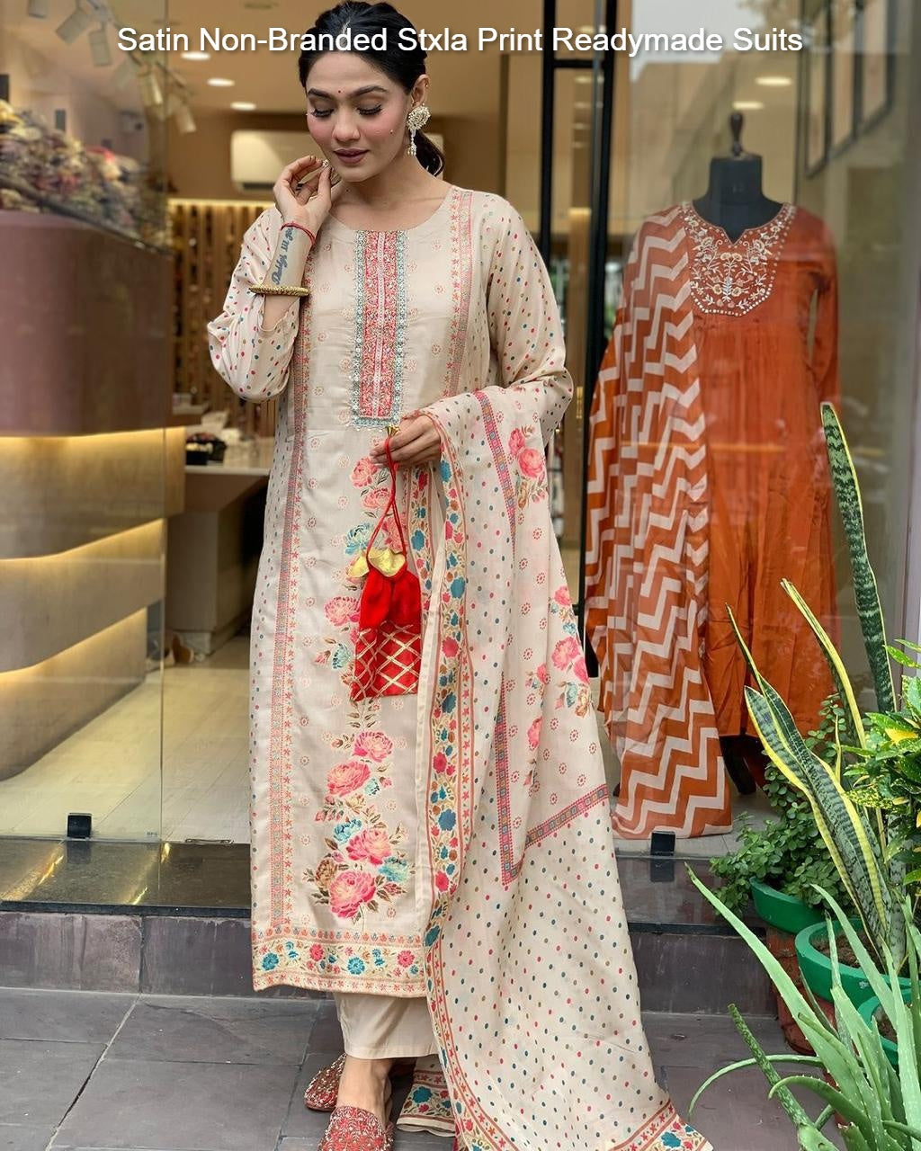 Satin Non-Branded Stxla Print Readymade Suits
