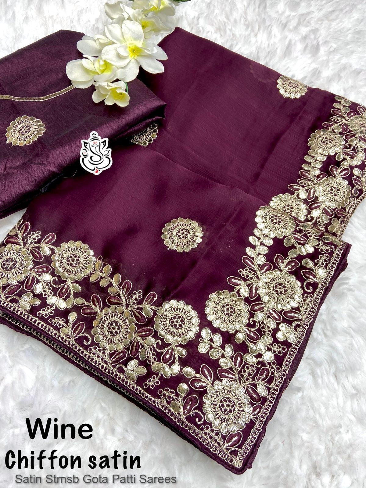 Satin Stmsb Gota Patti Sarees