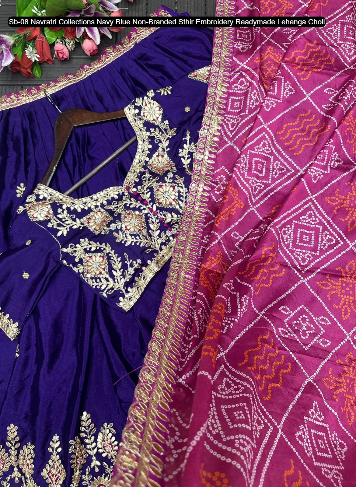 Sb-08 Navratri Collections Navy Blue Non-Branded Sthir Embroidery Readymade Lehenga Choli