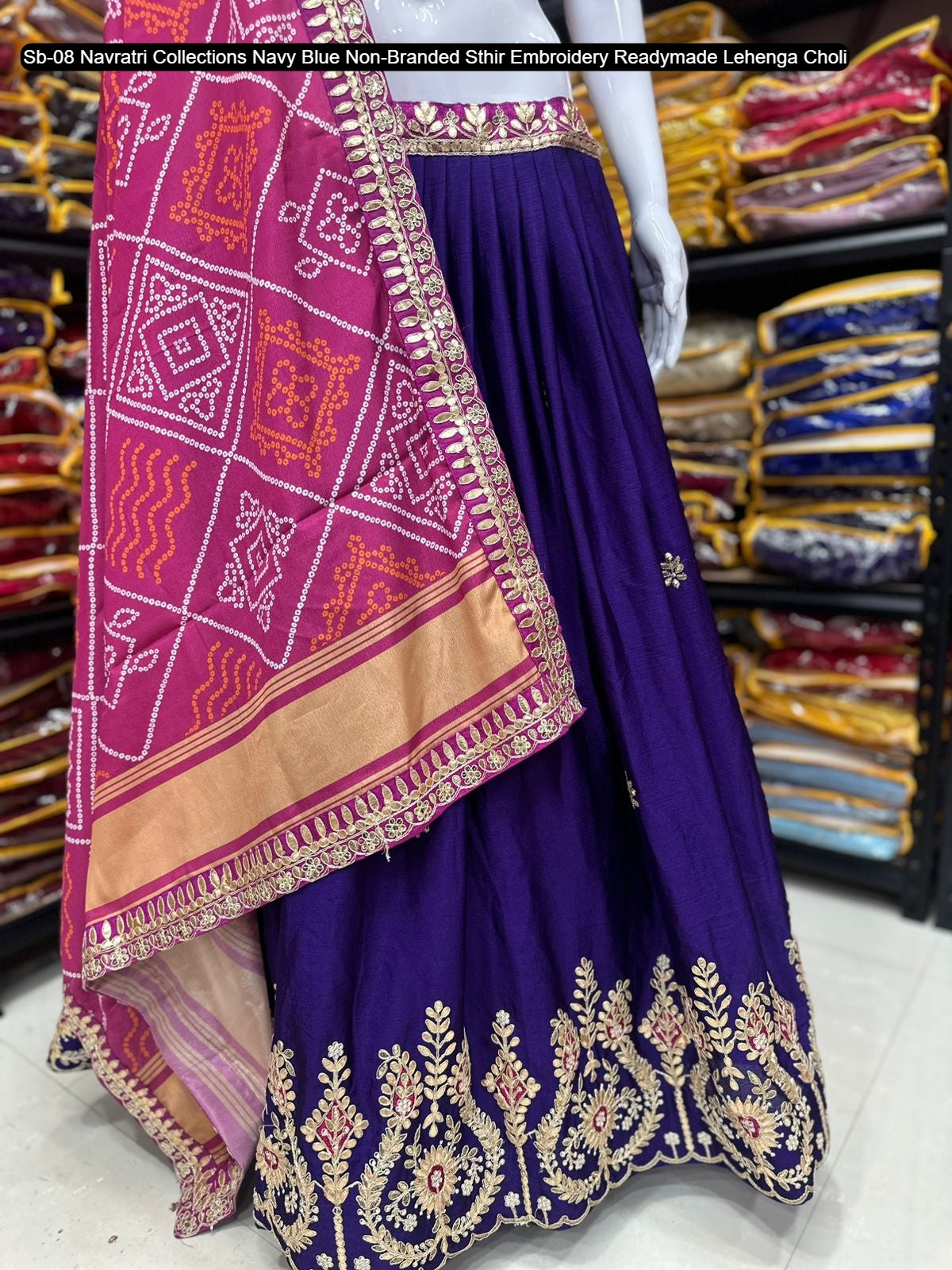 Sb-08 Navratri Collections Navy Blue Non-Branded Sthir Embroidery Readymade Lehenga Choli