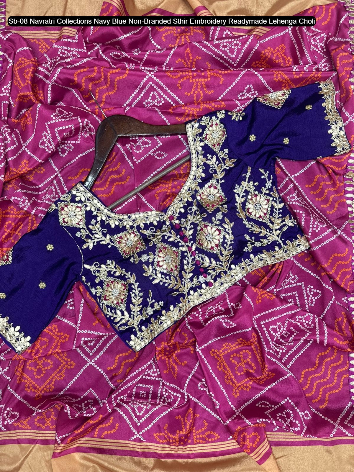 Sb-08 Navratri Collections Navy Blue Non-Branded Sthir Embroidery Readymade Lehenga Choli
