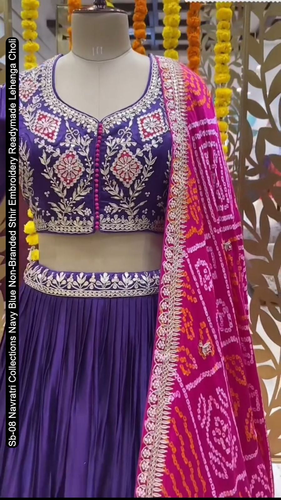 Sb-08 Navratri Collections Navy Blue Non-Branded Sthir Embroidery Readymade Lehenga Choli