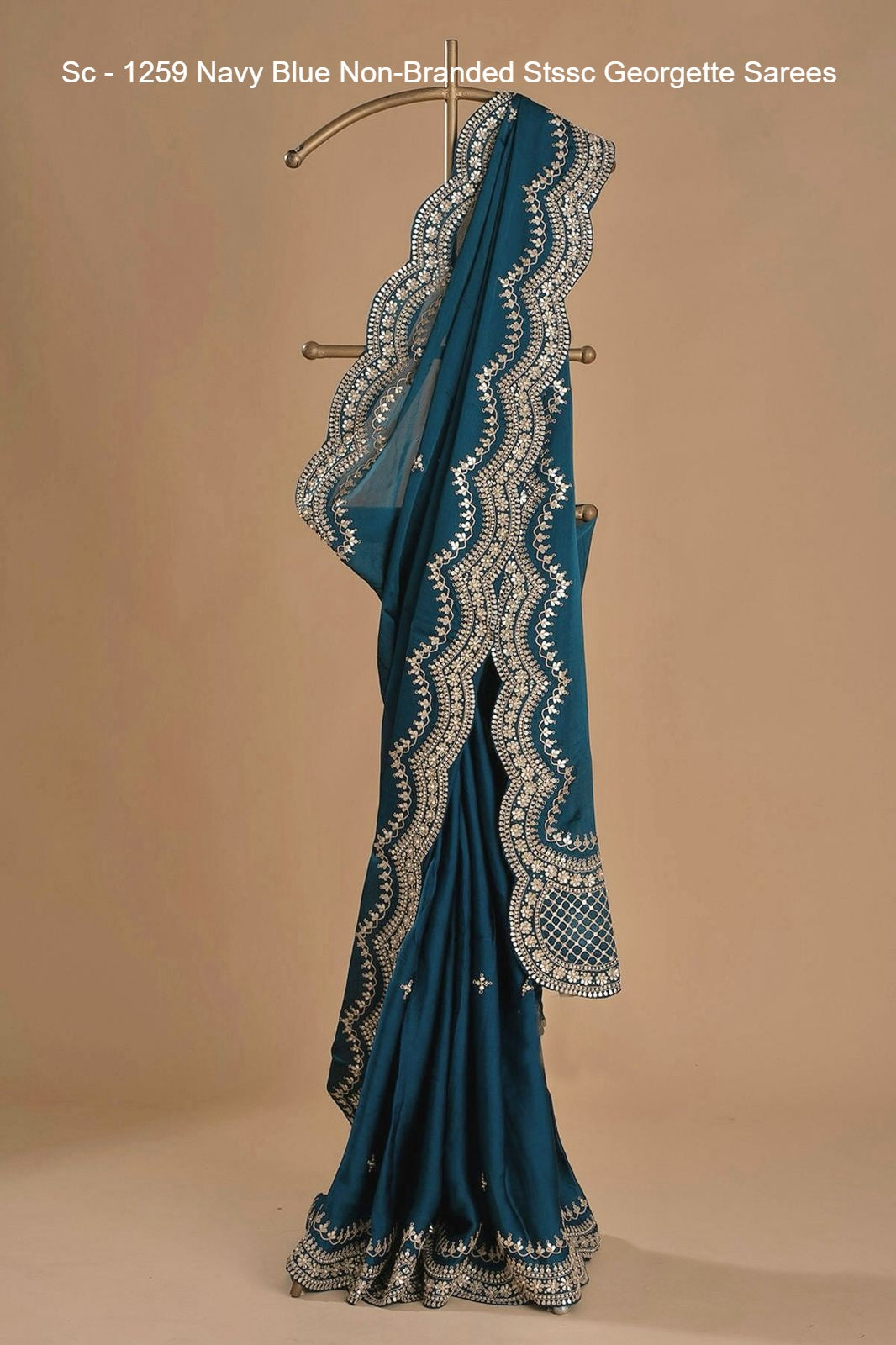 Sc - 1259 Navy Blue Non-Branded Stssc Georgette Sarees
