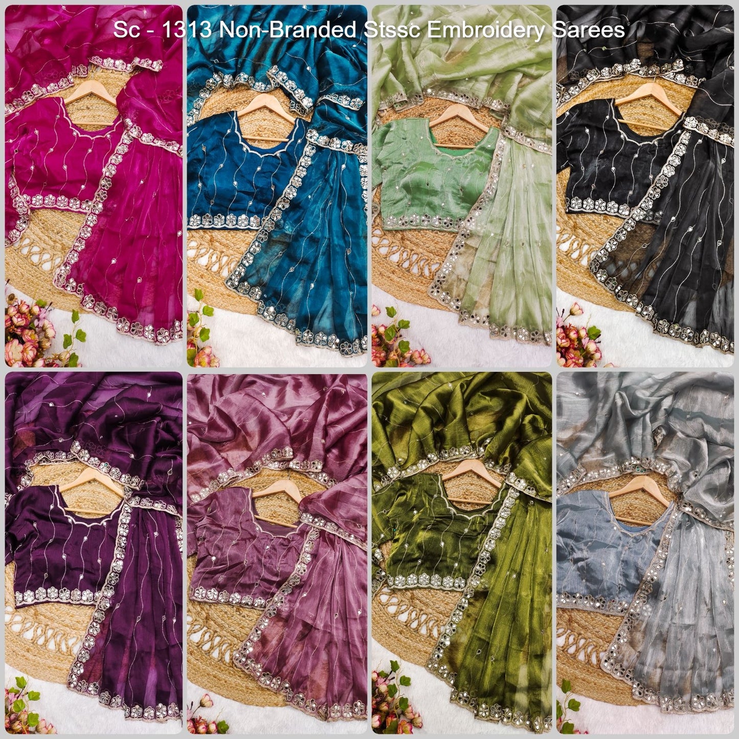 Sc - 1313 Non-Branded Stssc Embroidery Sarees