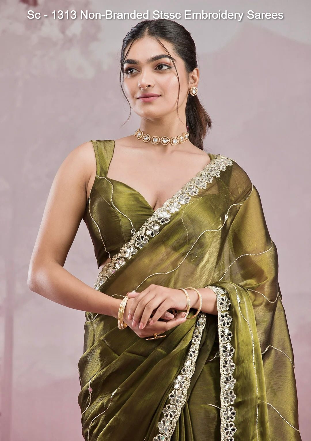 Sc - 1313 Non-Branded Stssc Embroidery Sarees