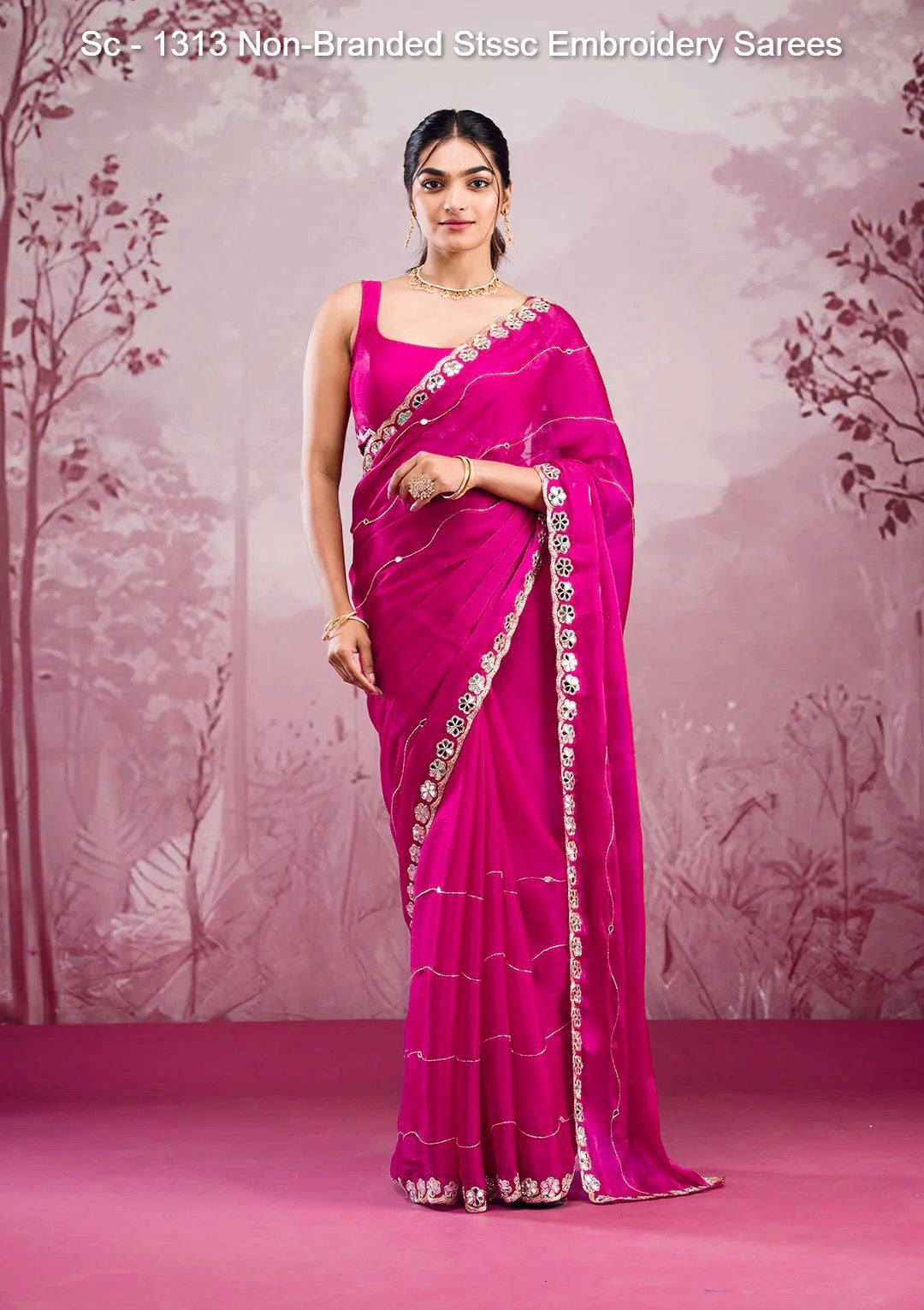 Sc - 1313 Non-Branded Stssc Embroidery Sarees