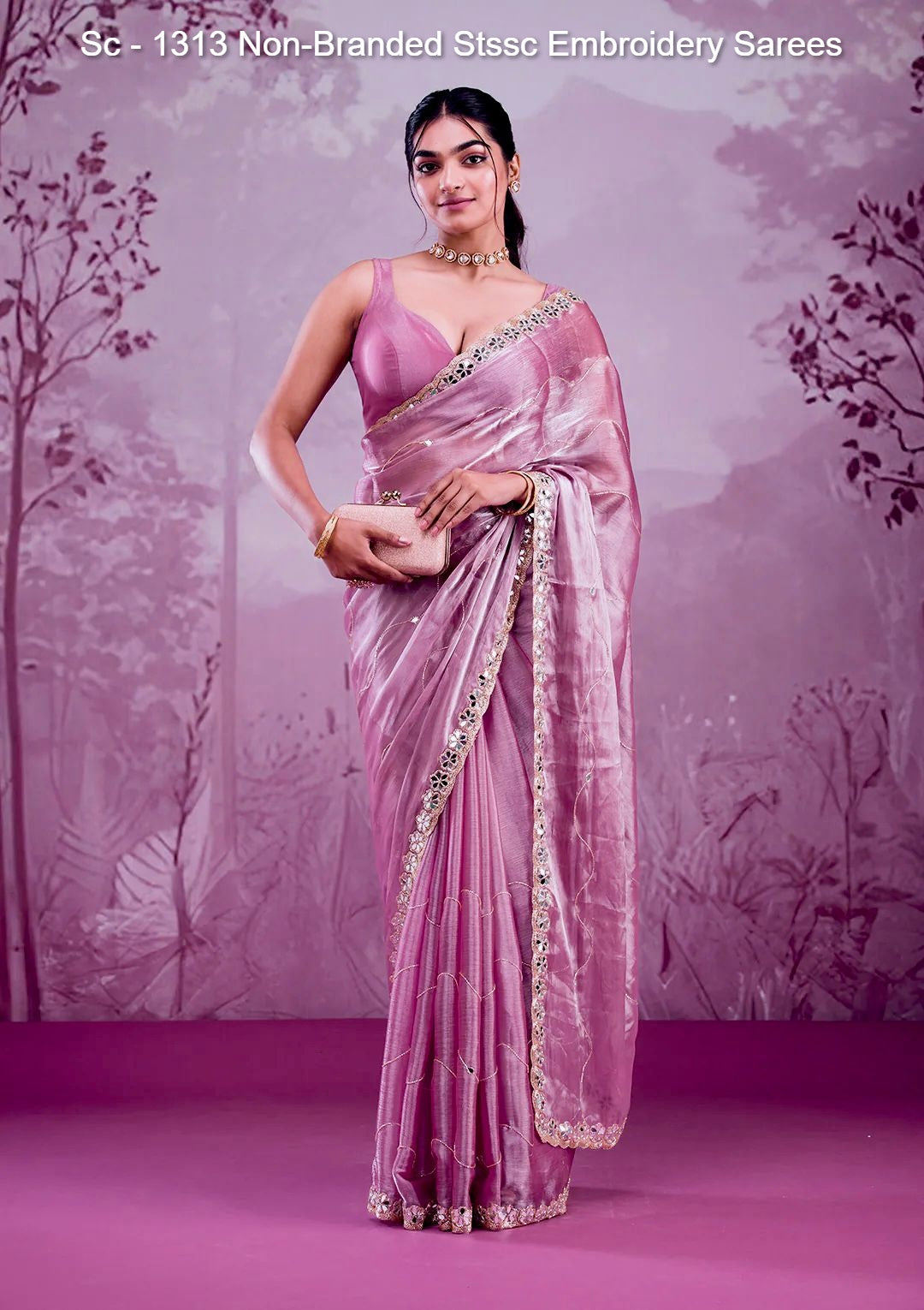 Sc - 1313 Non-Branded Stssc Embroidery Sarees
