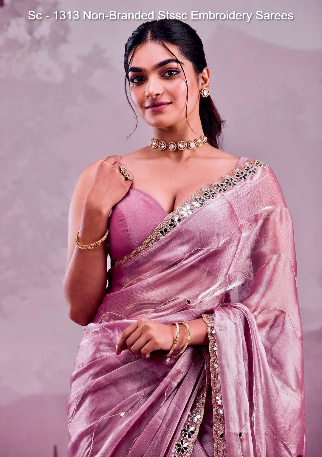 Sc - 1313 Non-Branded Stssc Embroidery Sarees