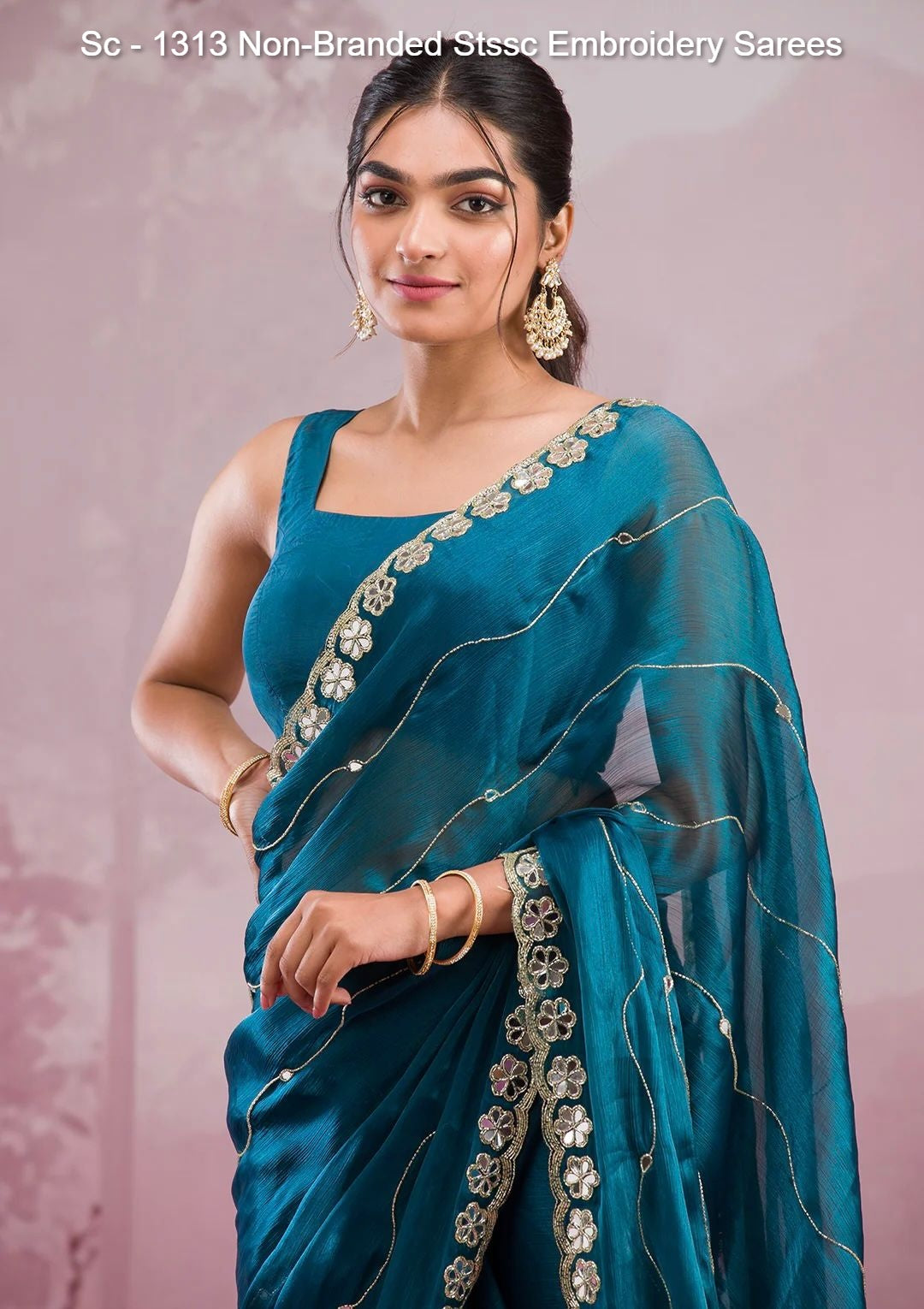 Sc - 1313 Non-Branded Stssc Embroidery Sarees