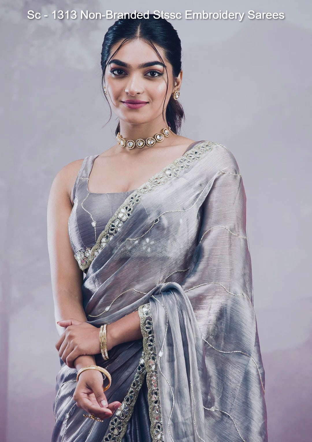 Sc - 1313 Non-Branded Stssc Embroidery Sarees