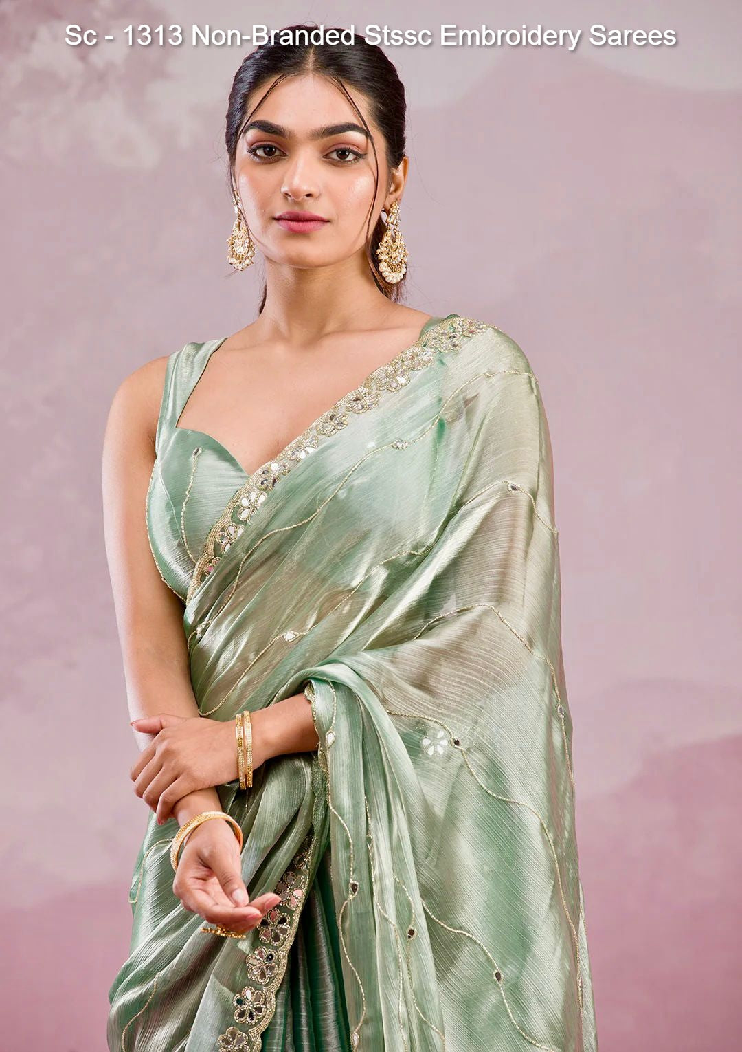 Sc - 1313 Non-Branded Stssc Embroidery Sarees
