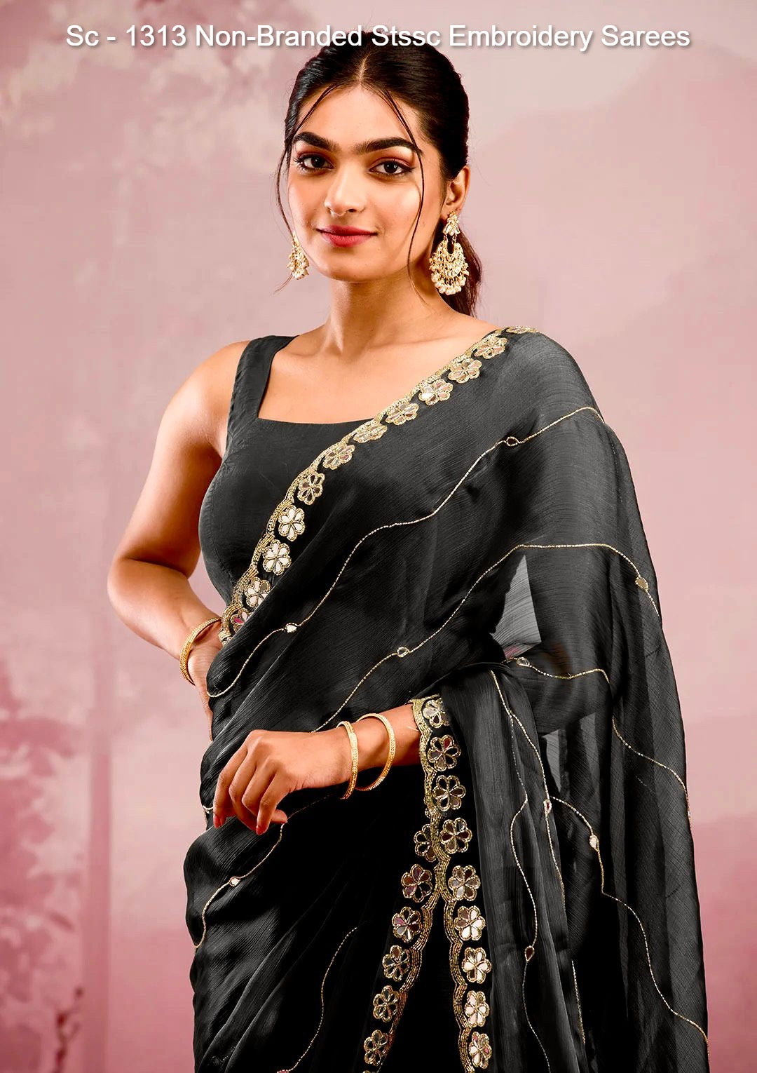 Sc - 1313 Non-Branded Stssc Embroidery Sarees